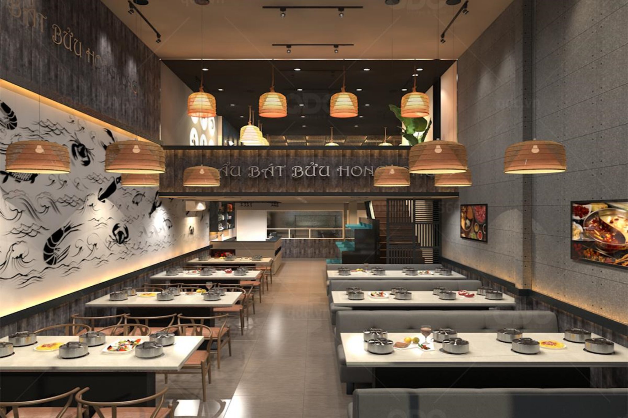 Thiết kế với nhiều họa tiết truyền thống trong mô hình hotpot style hong kong