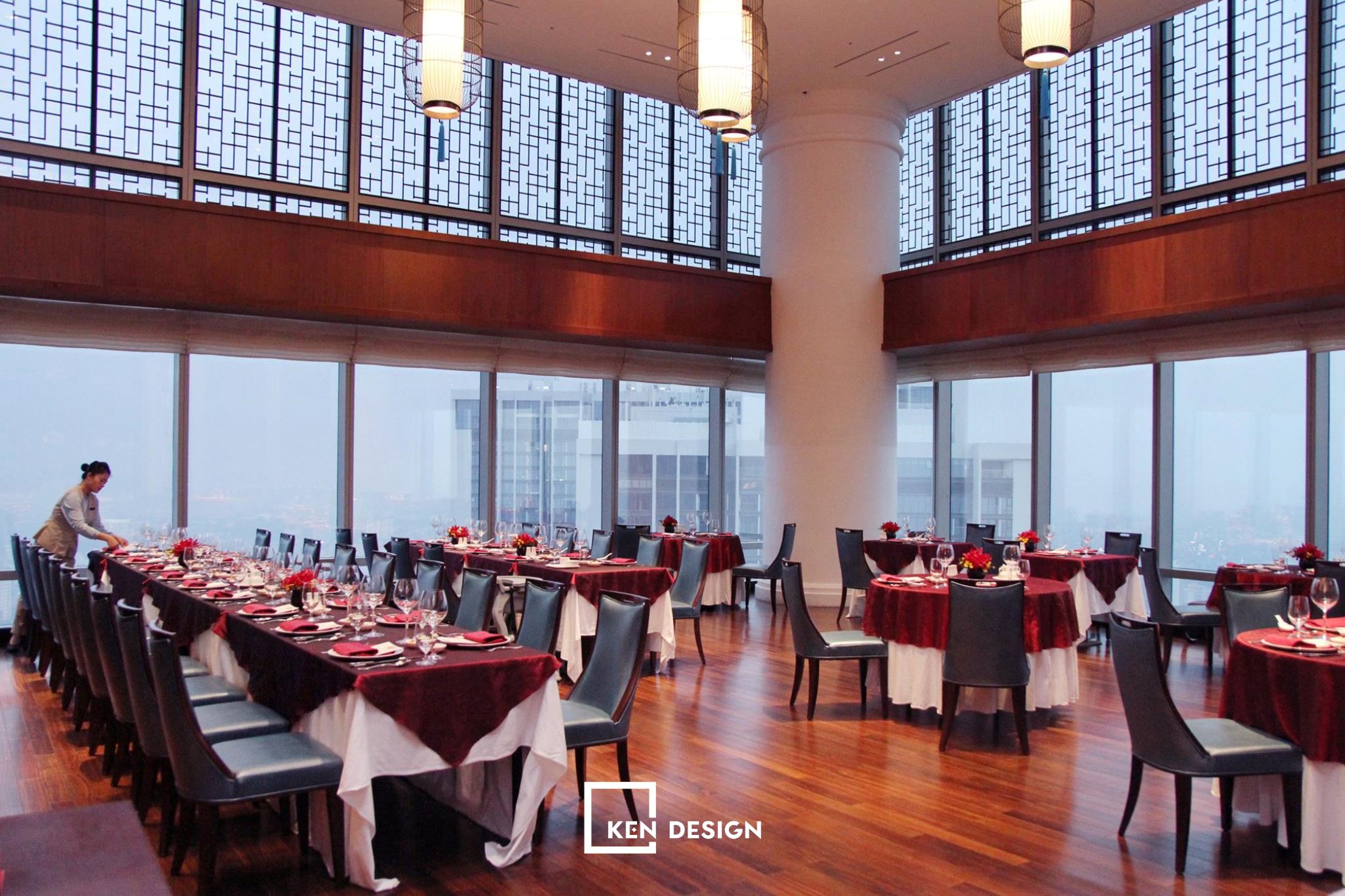 không gian rộng lớn trong thiết kế Red River Chinese Restaurant