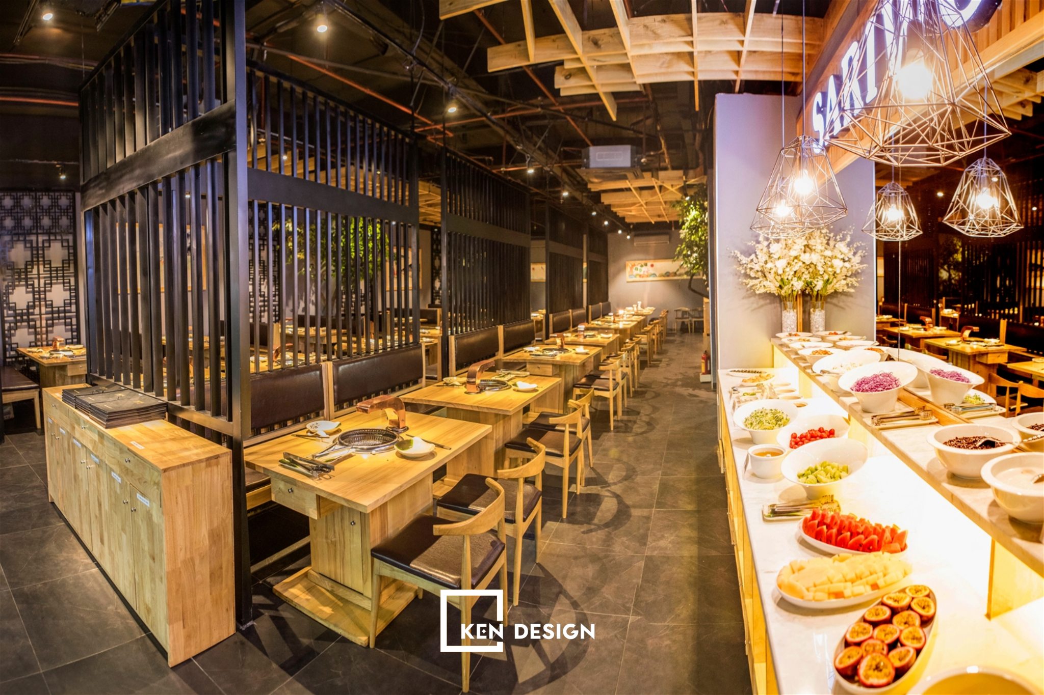 tổng thể không gian thiết kế nhà hàng Sariwon