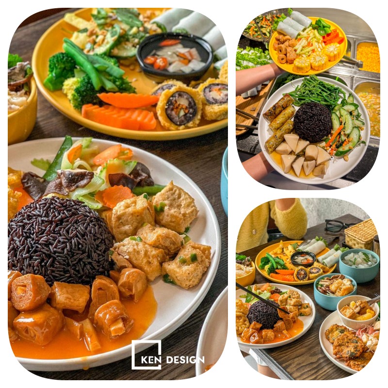 đa dạng các món ăn trong menu buffet chay vegito đình ngang