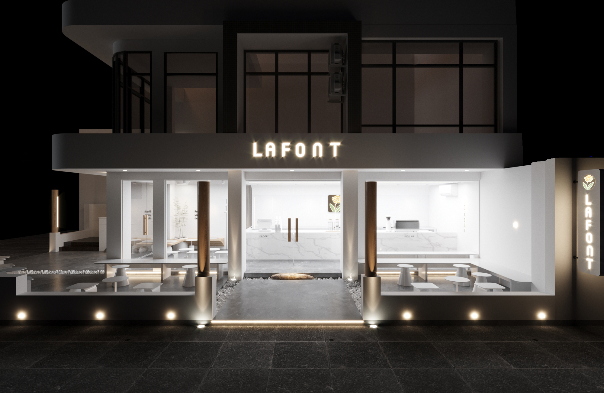 Dự án thiết kế quán cafe Lafont - vẻ đẹp tối giản