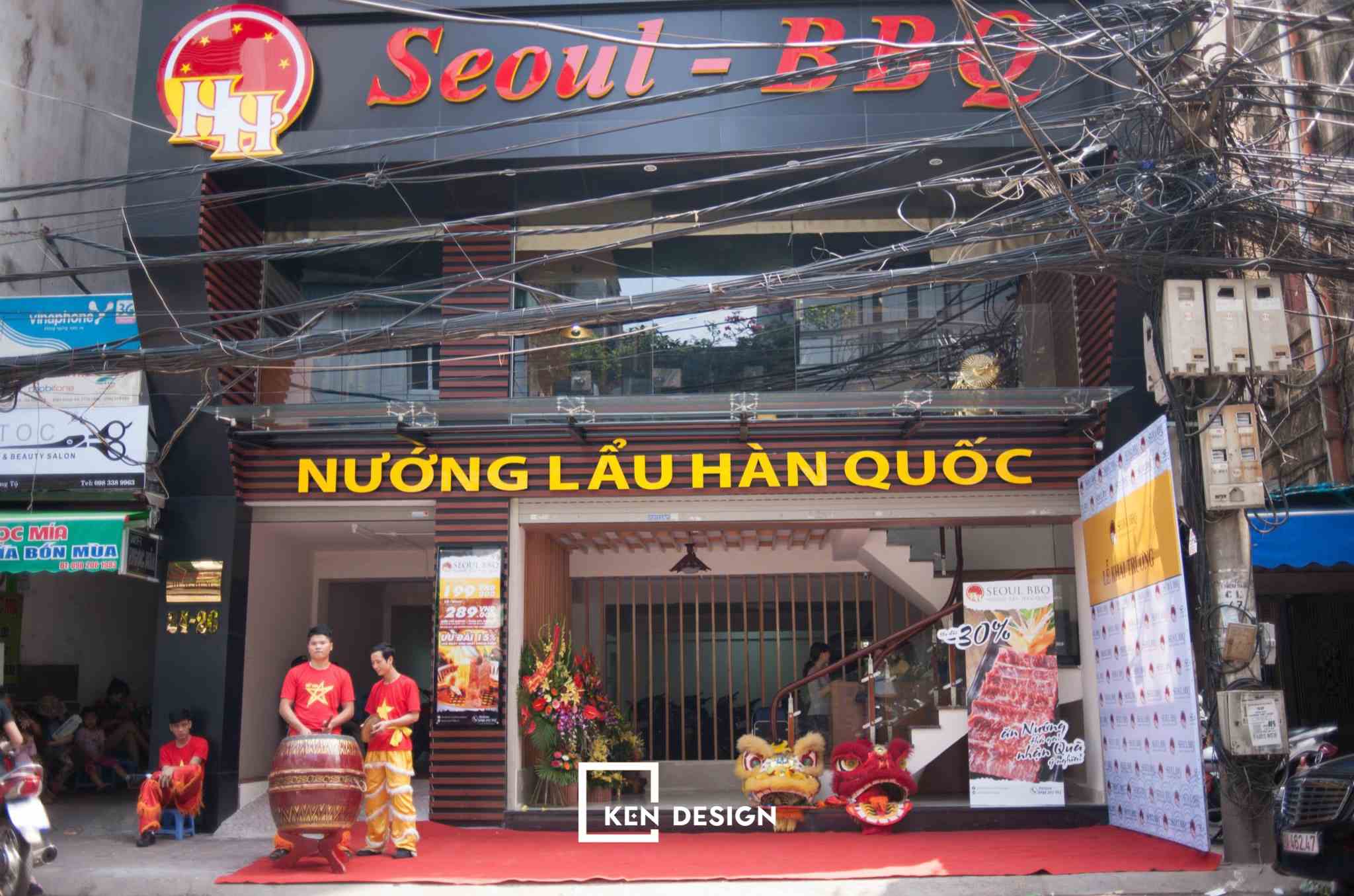 Vẻ ngoài công trình thiết kế Seoul BBQ Nguyễn Trường Tộ