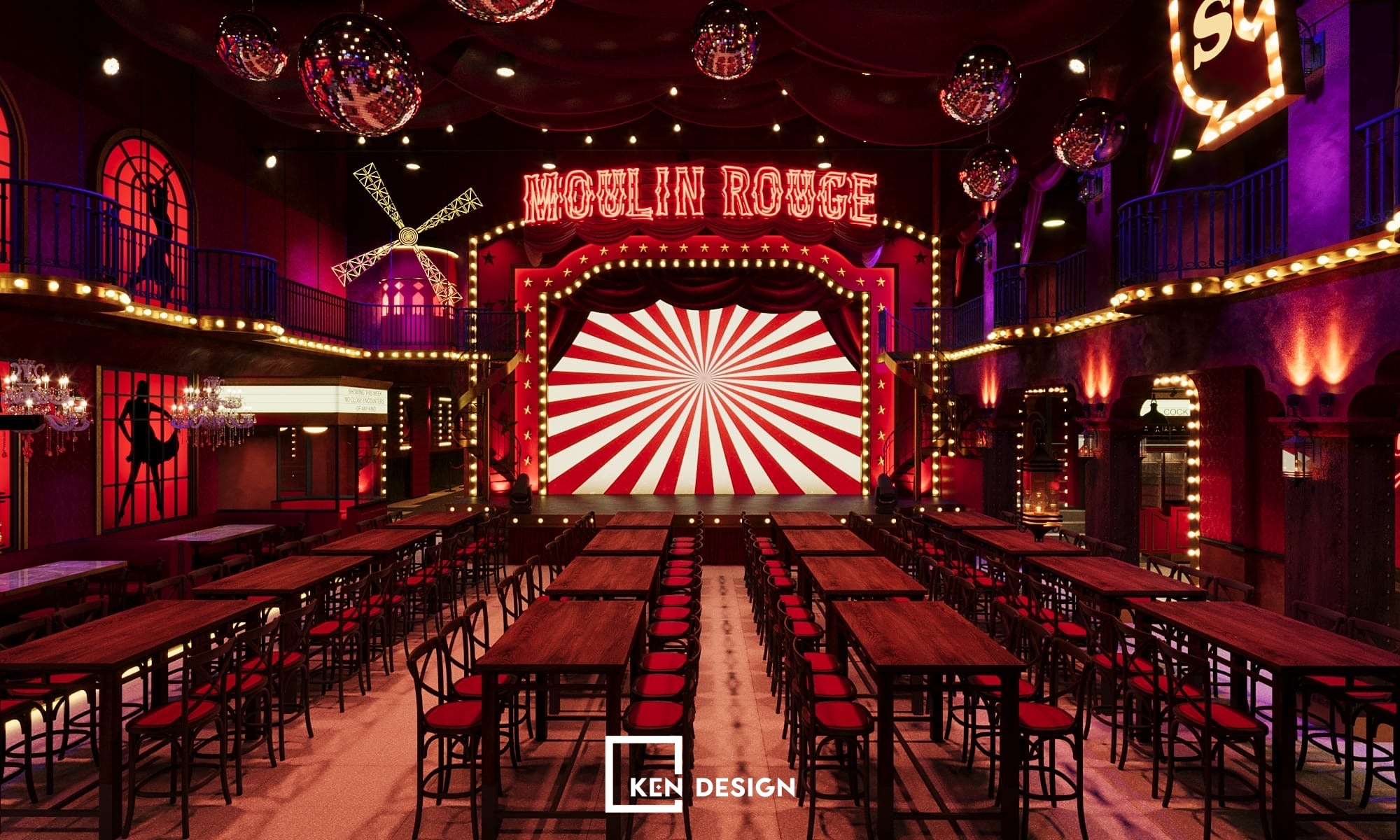 Thiết kế Bar Tòng phong cách Moulin Rouge