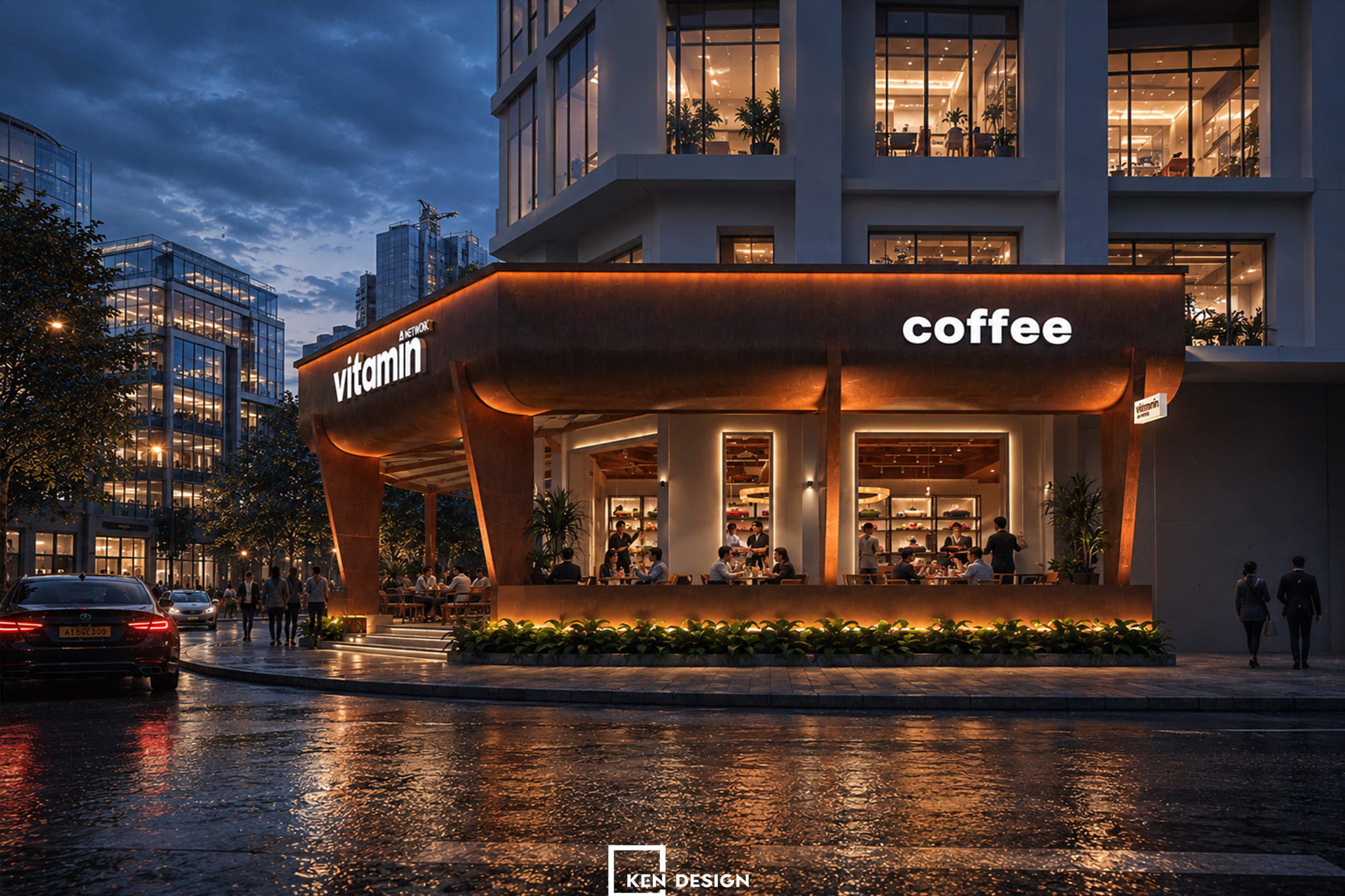 Thiết kế quán cafe Vitamin – Trạm sáng tạo sắc cam đất tại Linh Đàm