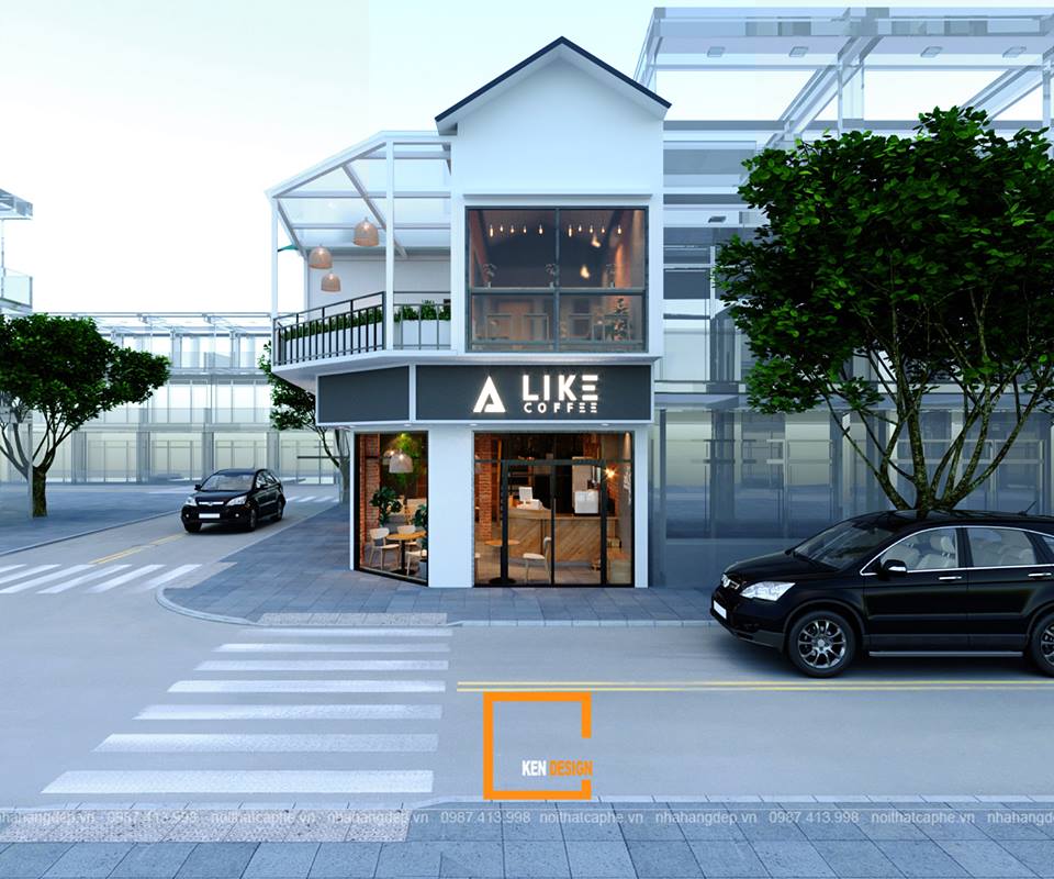 thiết kế quán cafe nhà lô góc A LIke Coffee