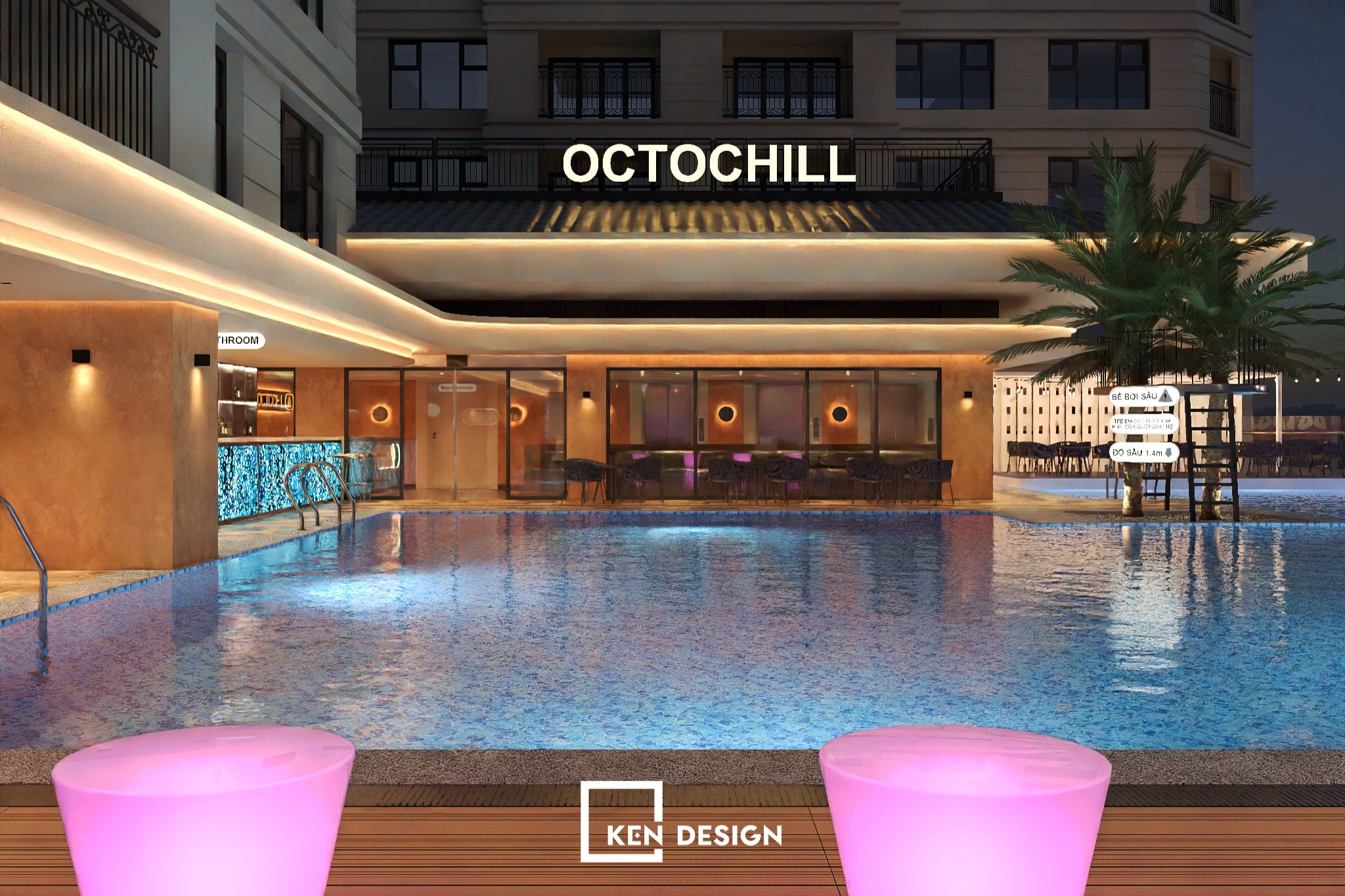 Thiết Kế Bể Bơi Kết Hợp Quán Bar OCTOCHILL – Đại Dương Thu Nhỏ Giữa Lòng Phố