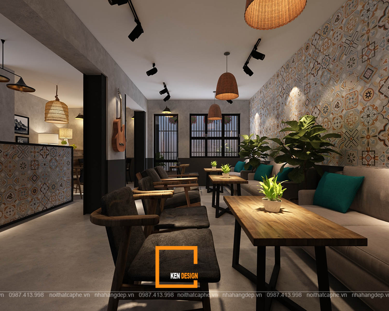 Thiết kế quán cafe nhà ống