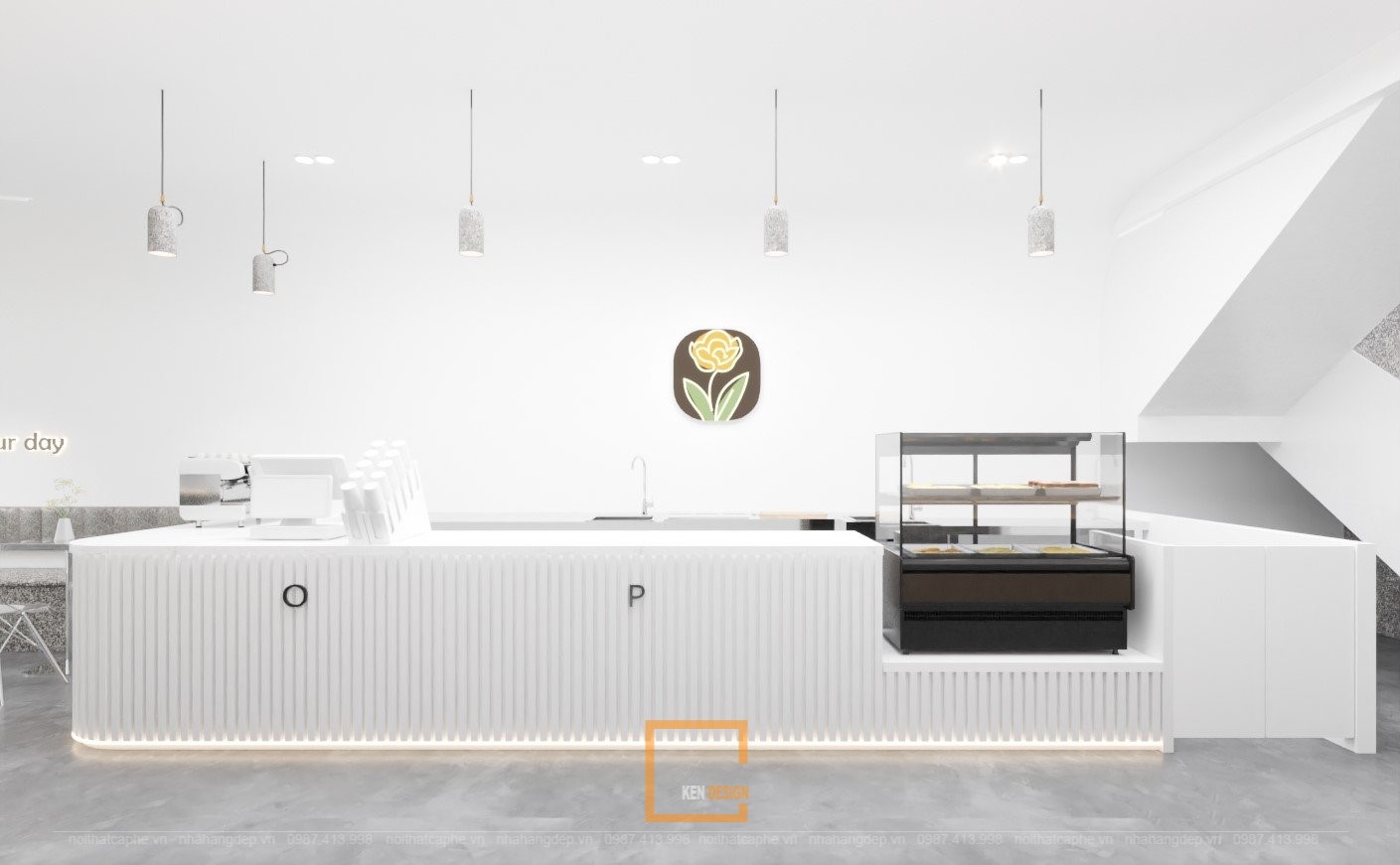 Thiết kế quán cafe phong cách minimalism Rosier Thái Hà