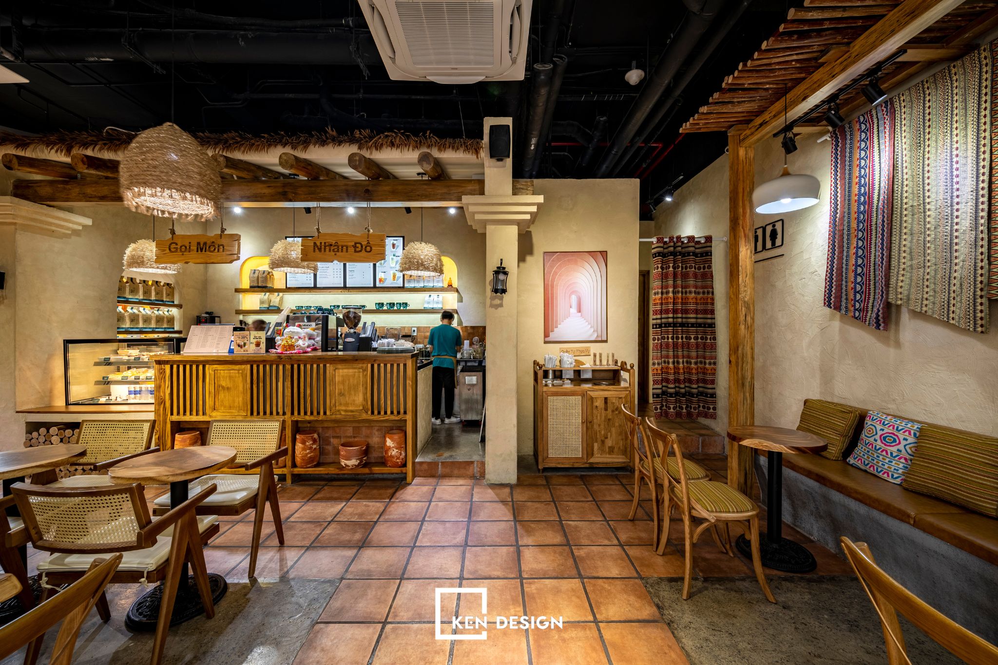 Thi công quán cafe Ân Nam quận 9 - Tái hiện vẻ đẹp mộc mạc của Tây Bắc