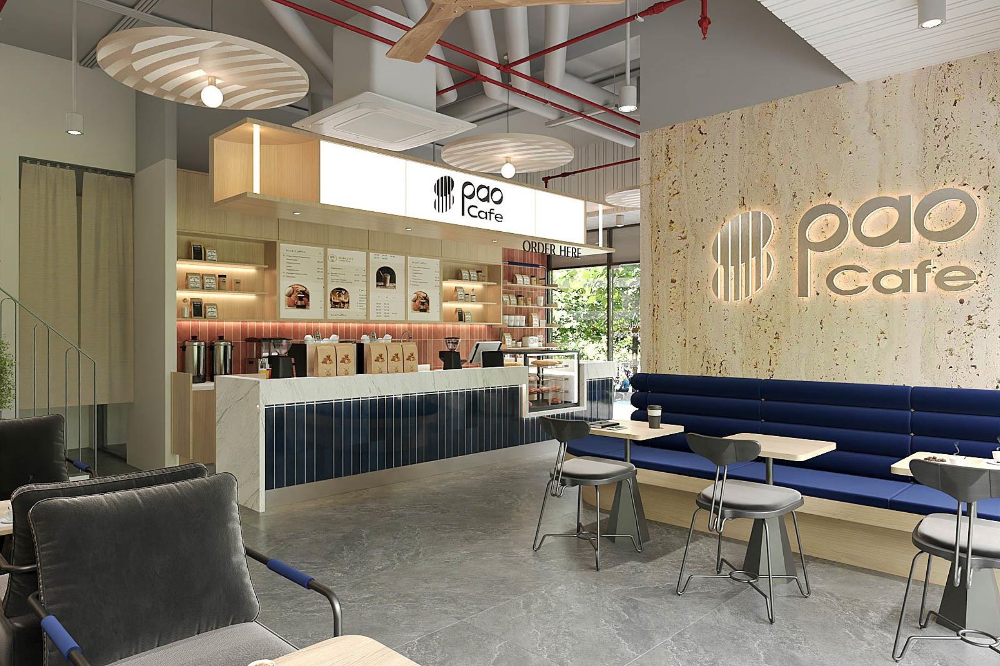 Thiết kế quán cafe PAO trong Vinhome