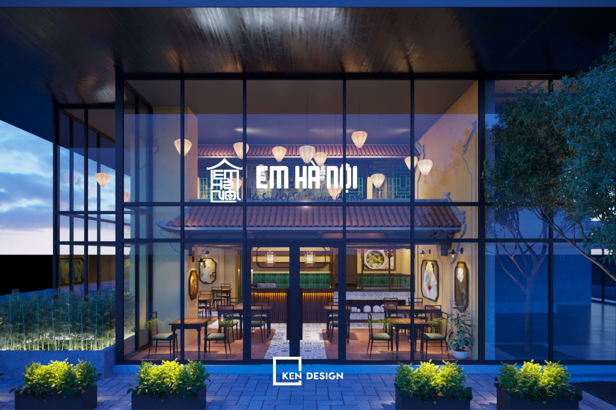 Thiết kế nhà hàng Em Hà Nội 2 - Vẻ đẹp cổ kính ẩn trong không gian hiện đại