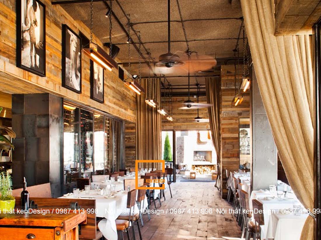 thiết kế nhà hàng phong cách Rustic,