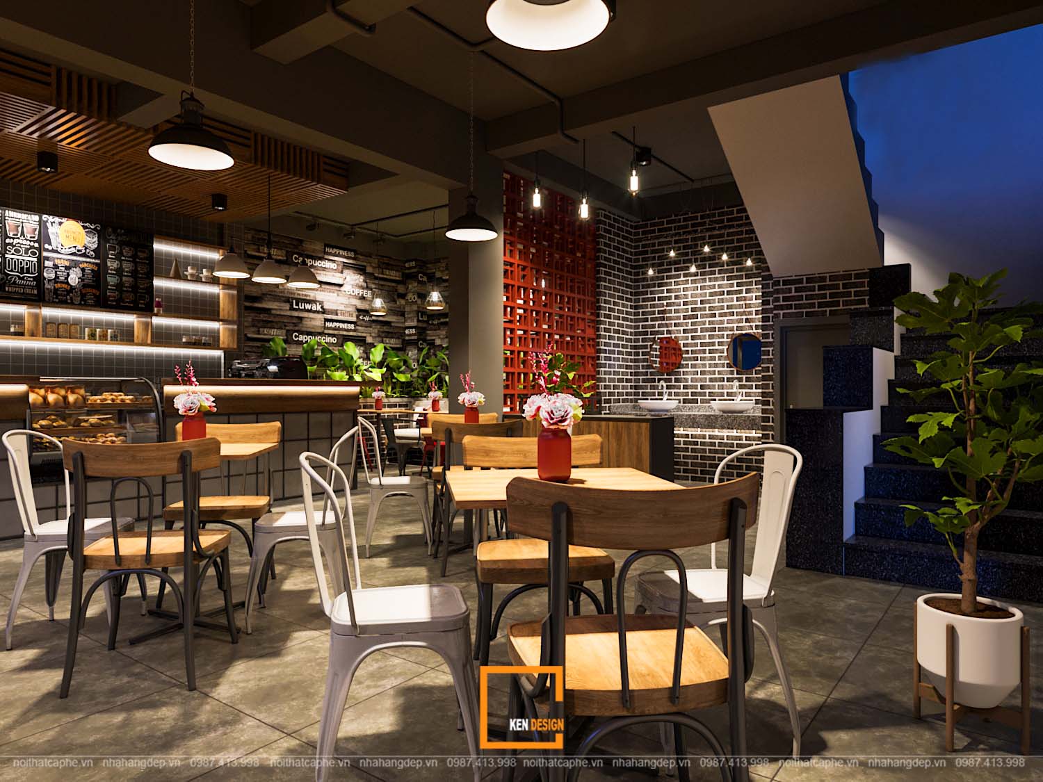 thiết kế quán cafe ở trung tâm thương mại