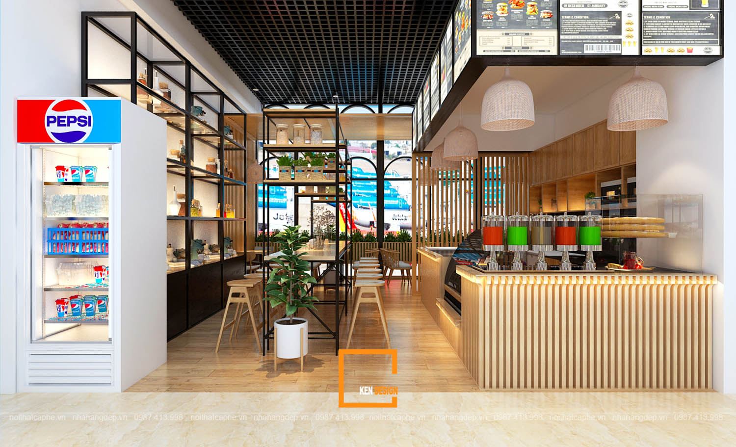 thiết kế quán cafe ở trung tâm thương mại