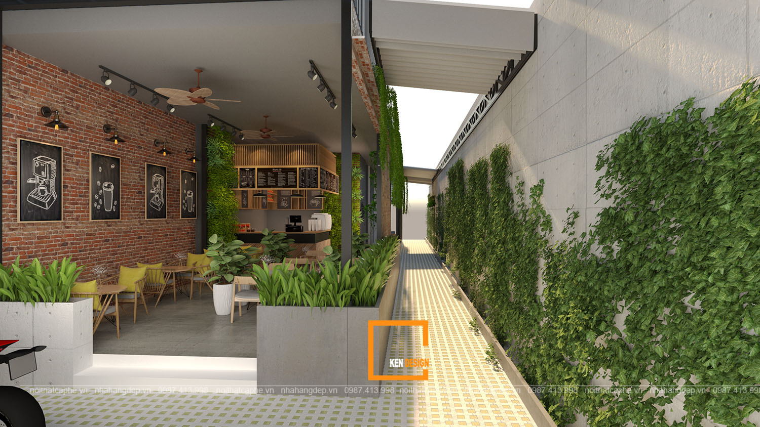 Đốn tim giới trẻ với ý tưởng thiết kế quán cafe sân vườn | Kendesign