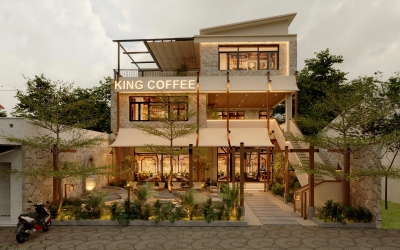 Thiết kế quán King Coffee Hải Phòng: Điểm hẹn cà phê với phong cách Tropical – Industrial