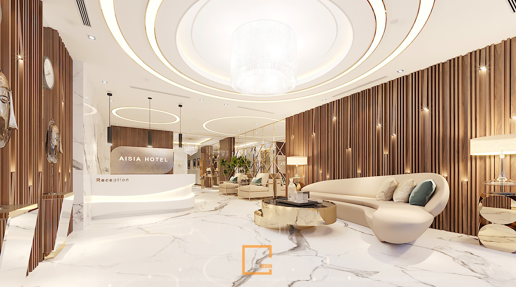Thiết kế sảnh khách sạn Aisia Hotel – Ken Design