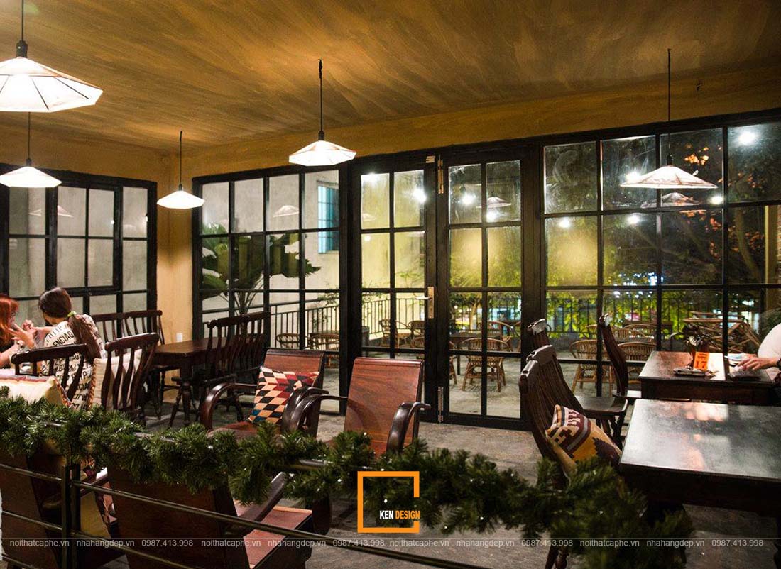 thiết kế quán trà sữa phong cách Đông Dương