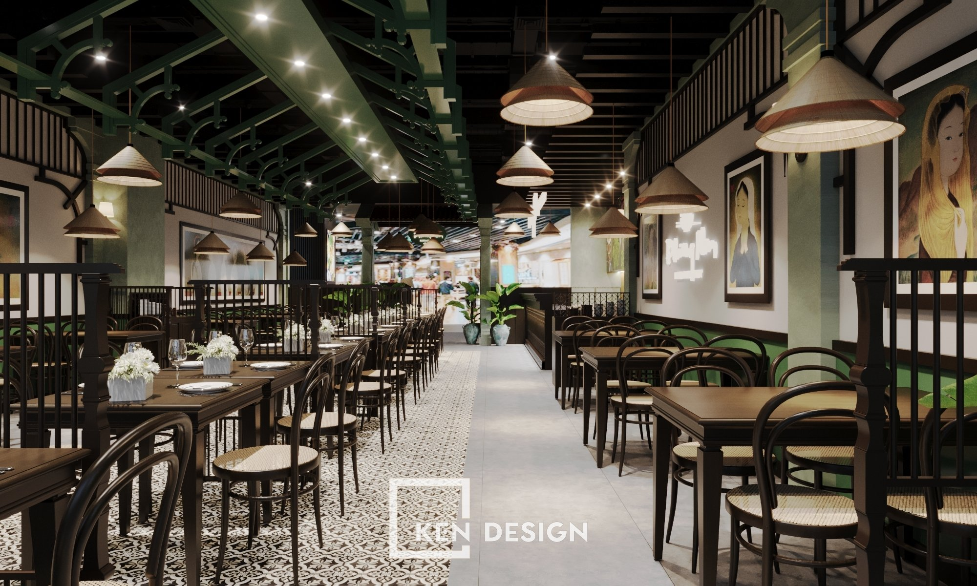 Mẫu thiết kế nhà hàng phong cách Indochine
