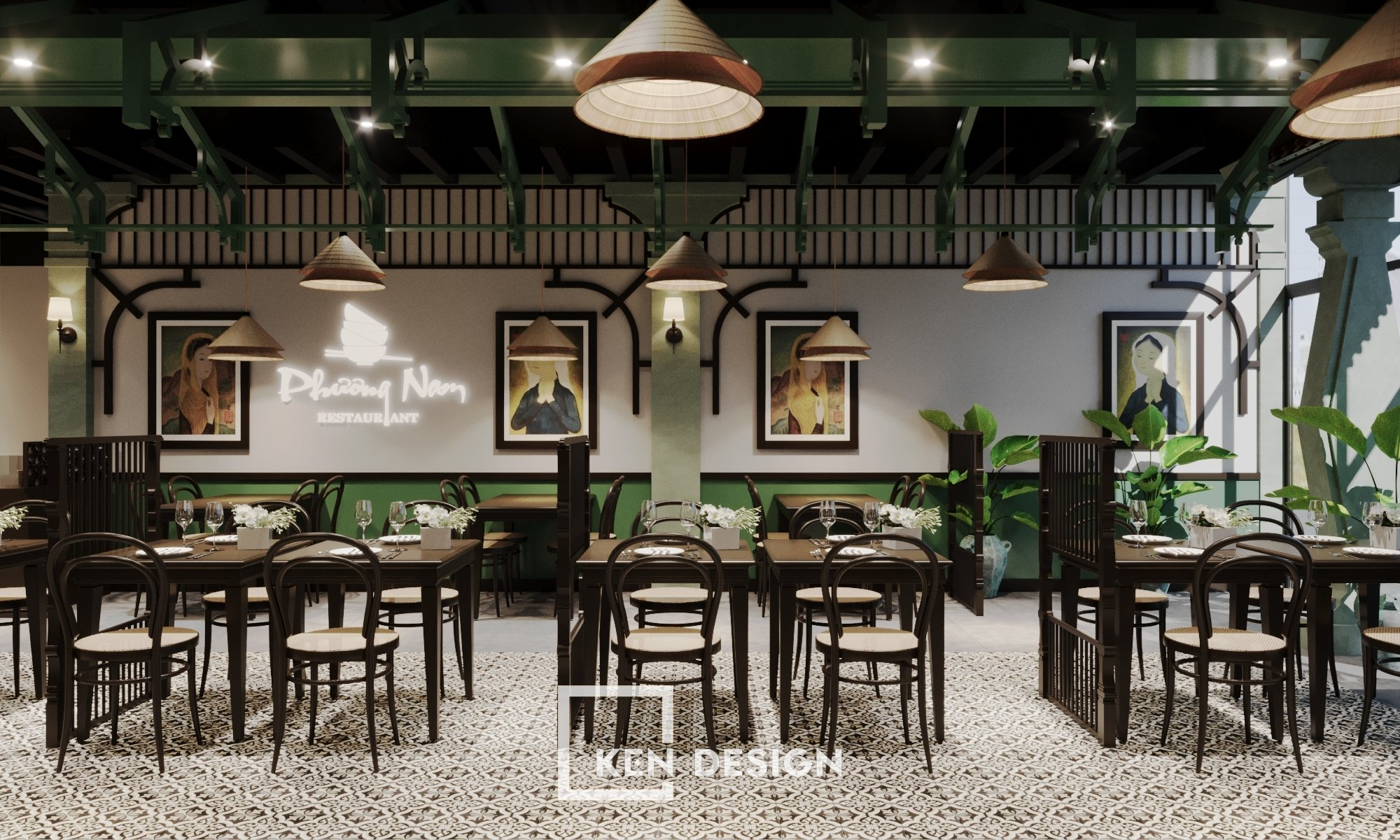 Mẫu thiết kế nhà hàng phong cách Indochine