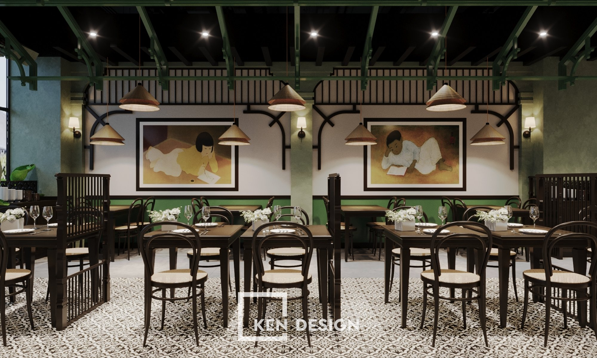 Mẫu thiết kế nhà hàng phong cách Indochine