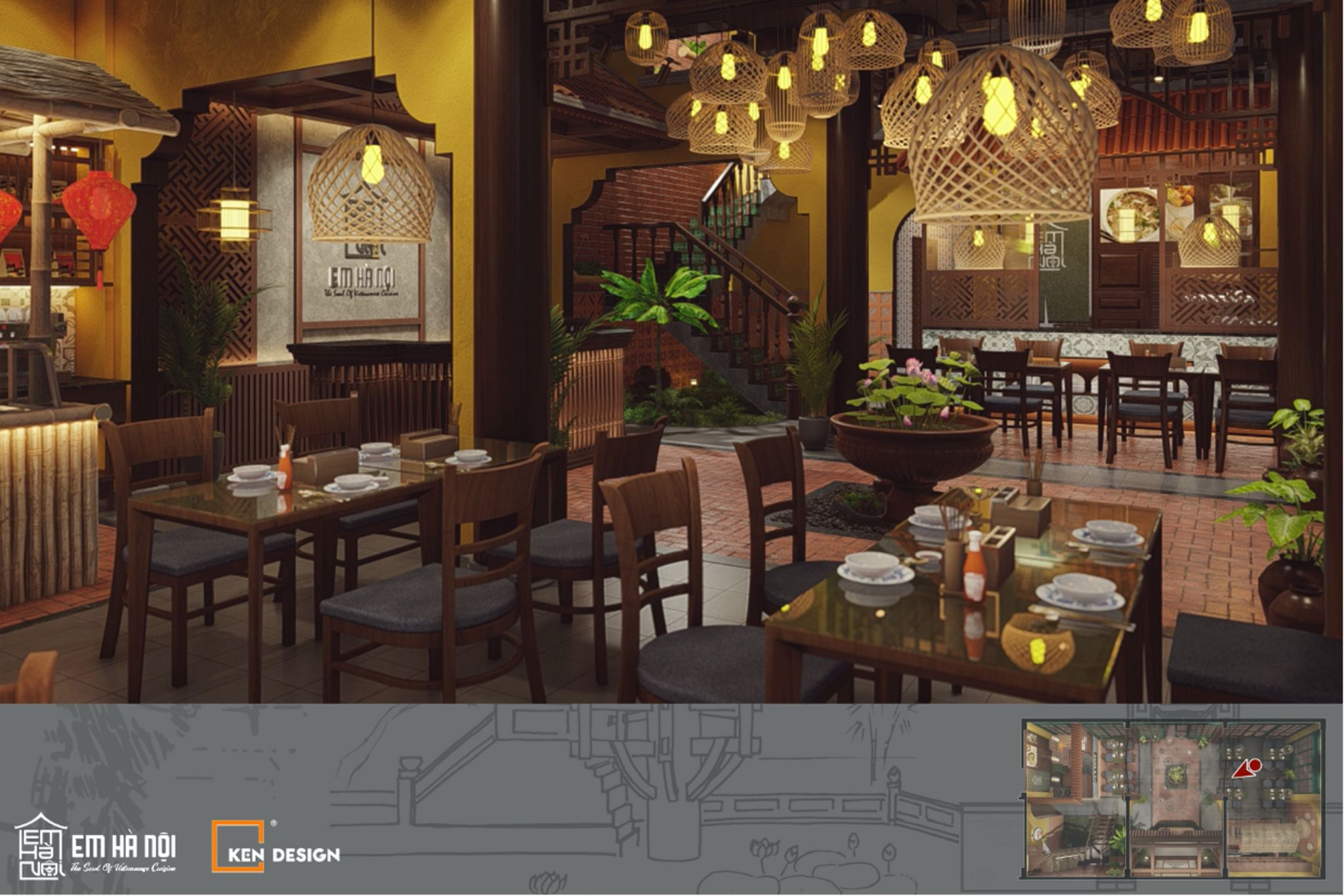 Mẫu thiết kế nhà hàng phong cách Việt Nam