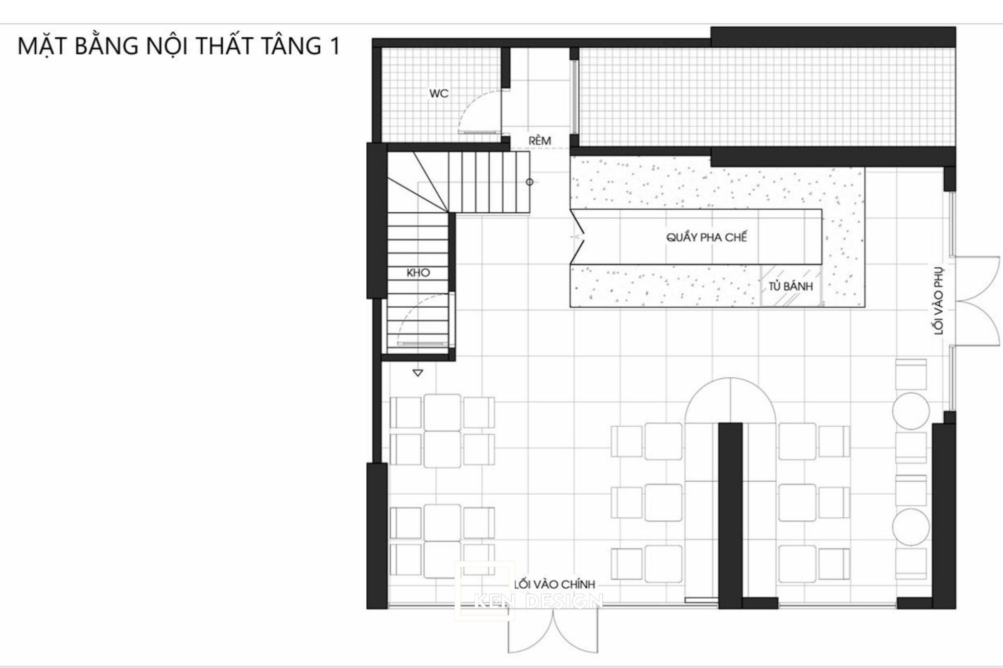 diện tích cho hệ thống kho bãi và lưu trữ cho quán cafe