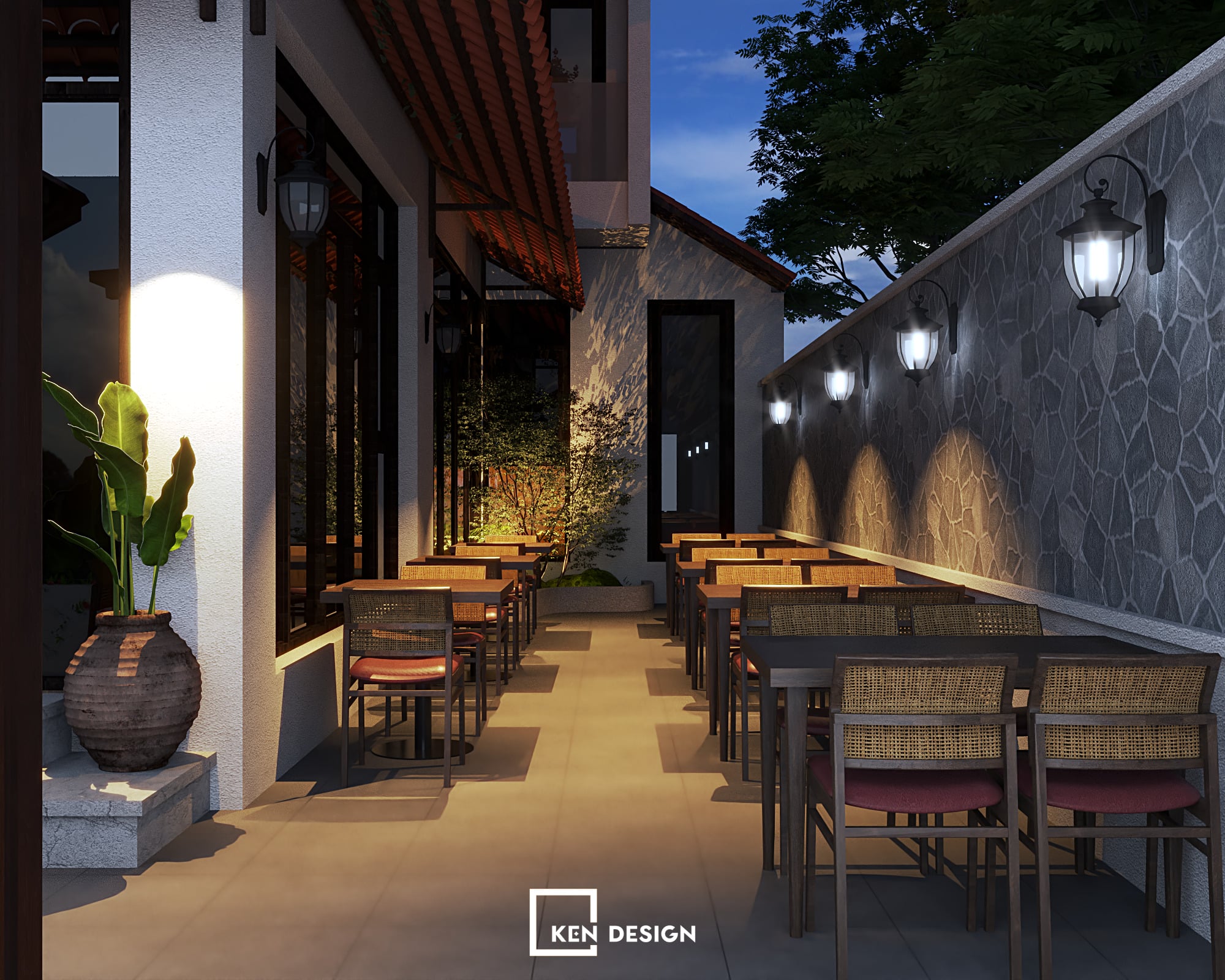 Thiết kế quán Cơm quê Bà Tấn phong cách Indochine