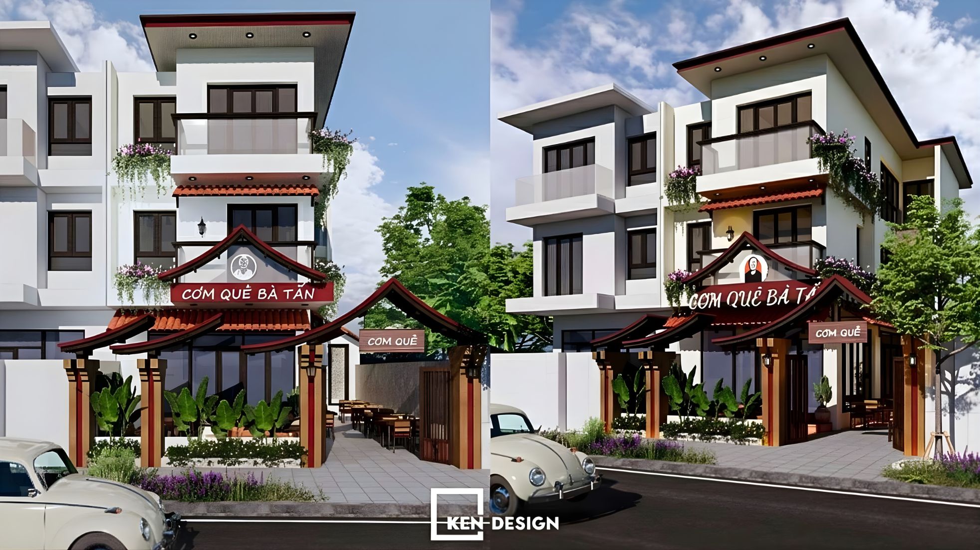 Thiết kế quán Cơm quê Bà Tấn phong cách Indochine