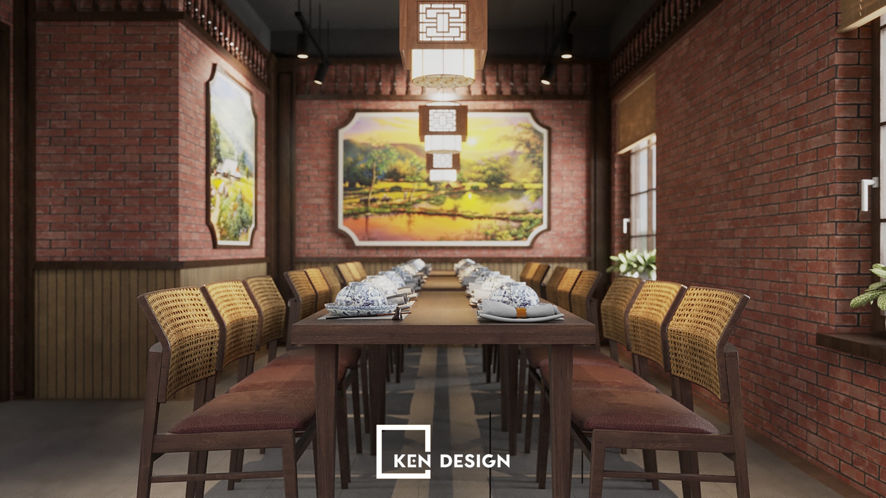 Thiết kế quán Cơm quê Bà Tấn phong cách Indochine