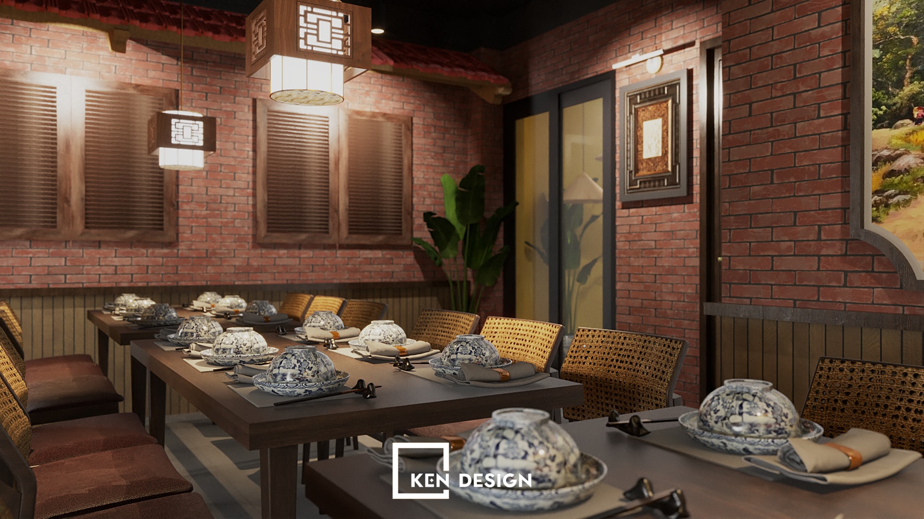 Thiết kế quán Cơm quê Bà Tấn phong cách Indochine