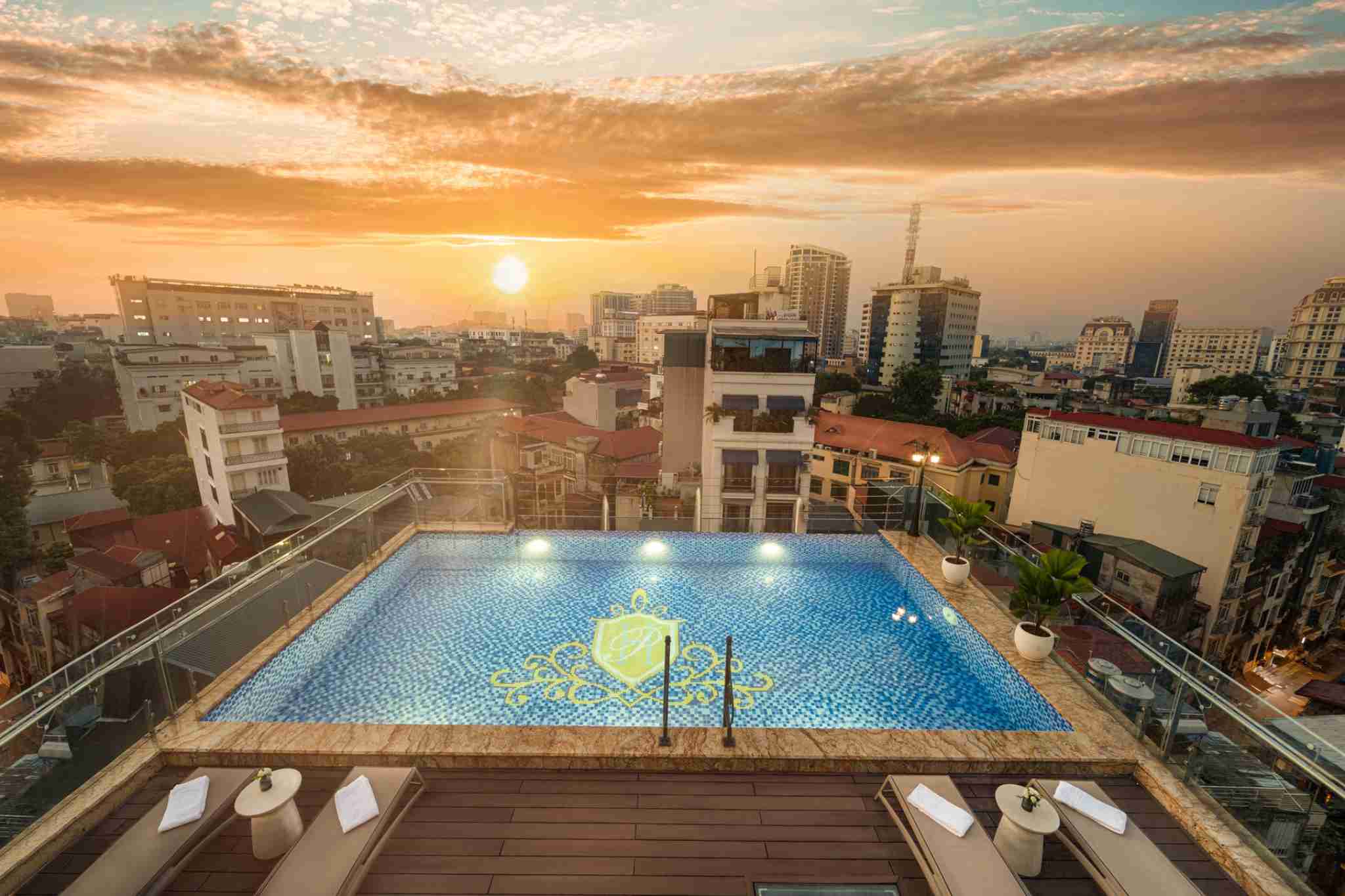 Rooftop swimming pool at Meritel Hanoi hotel