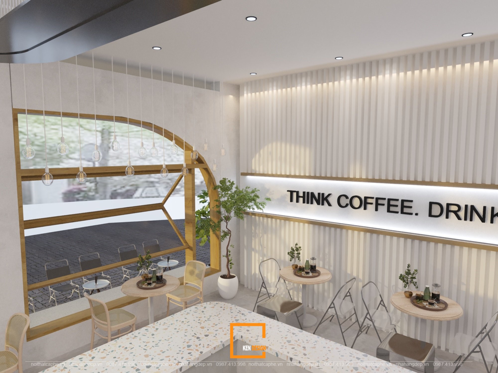 thiết kế Bear Tea Coffee hệ thống ánh sáng lung linh