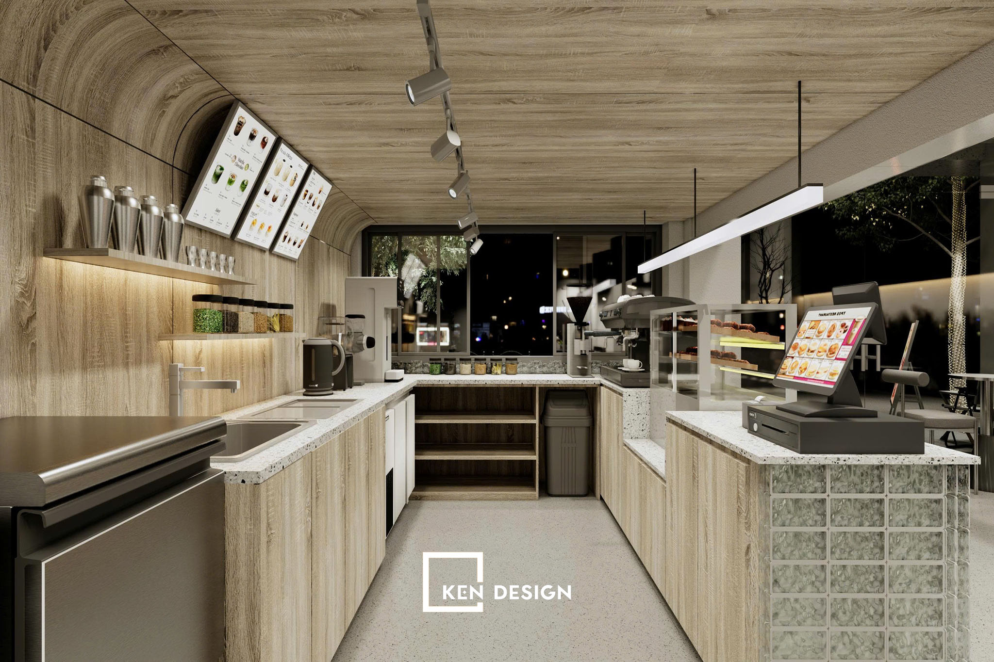 Sử dụng vật liệu mới che phủ bề mặt quán cafe cũ