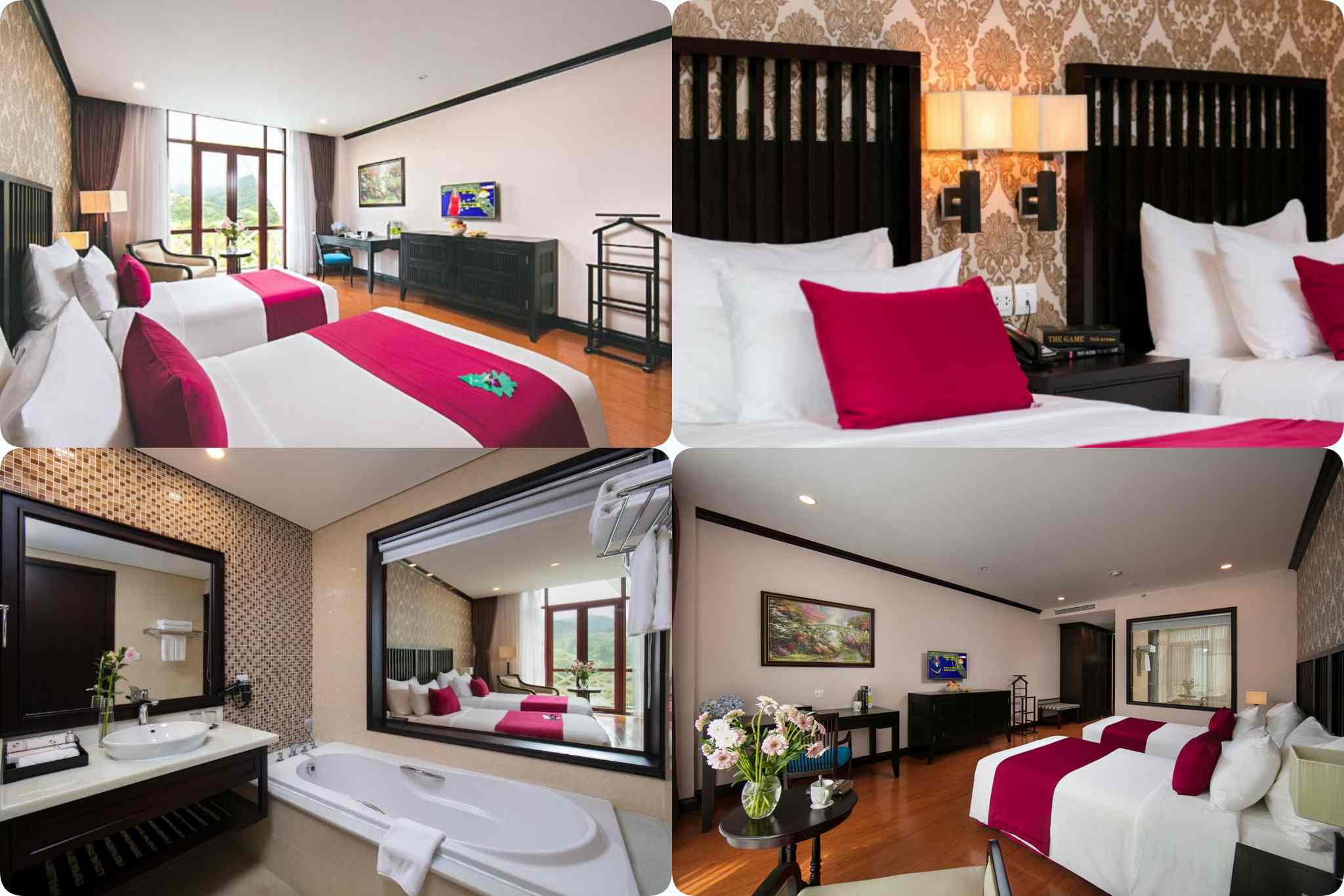 Không gian phòng family deluxe mountain view của  Swiss Belresort Tuyền Lâm 