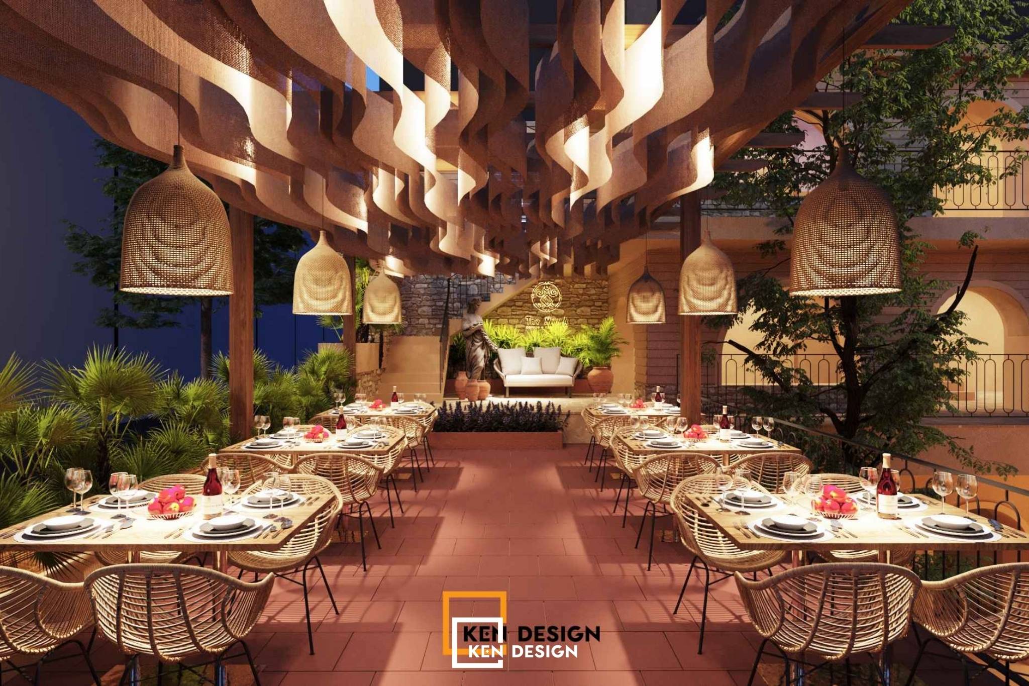 thiết mô hình nhà hàng bistro