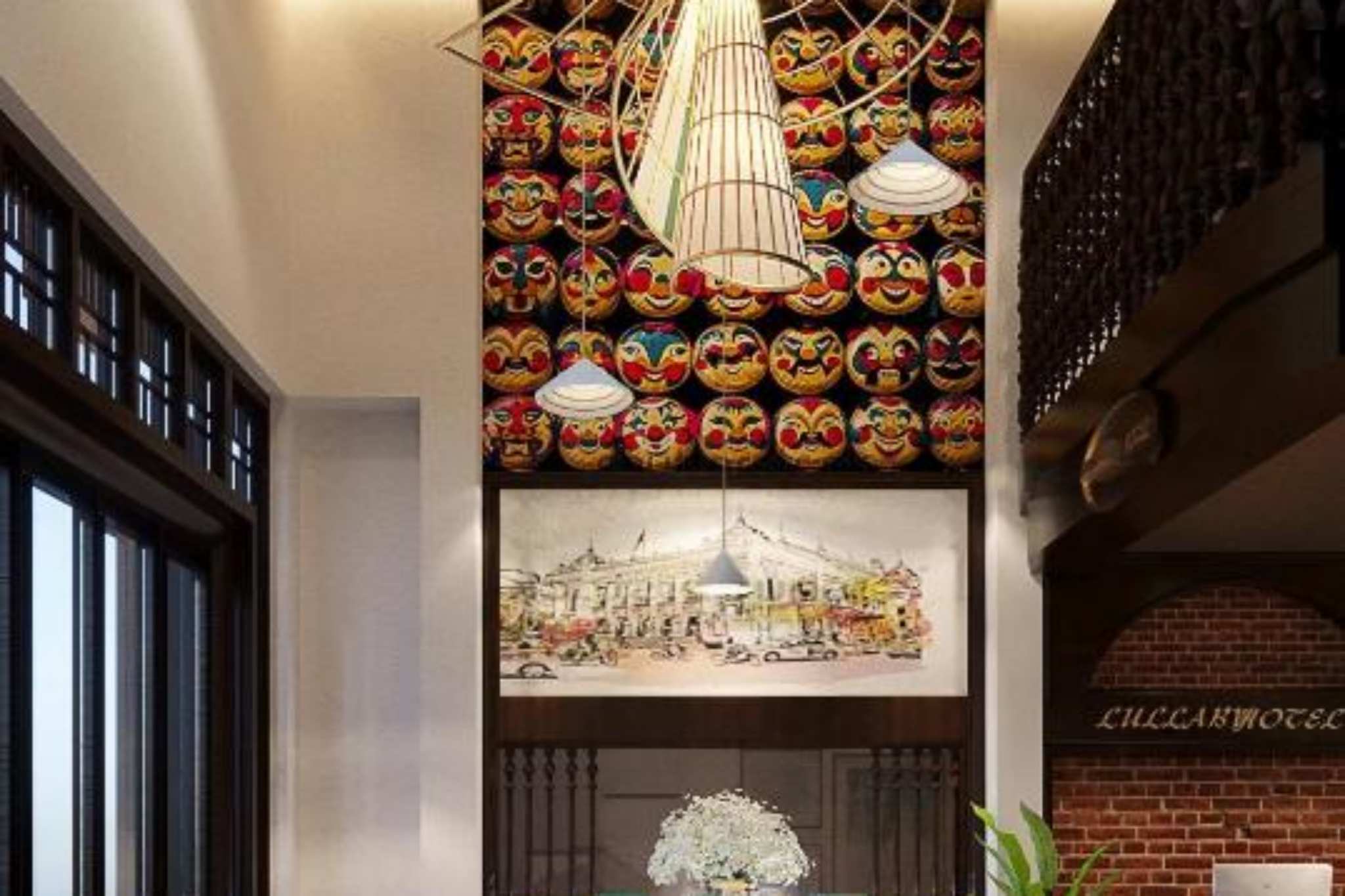 Không gian sảnh độc đáo tại Ha Noi Lullaby Hotel & Travel