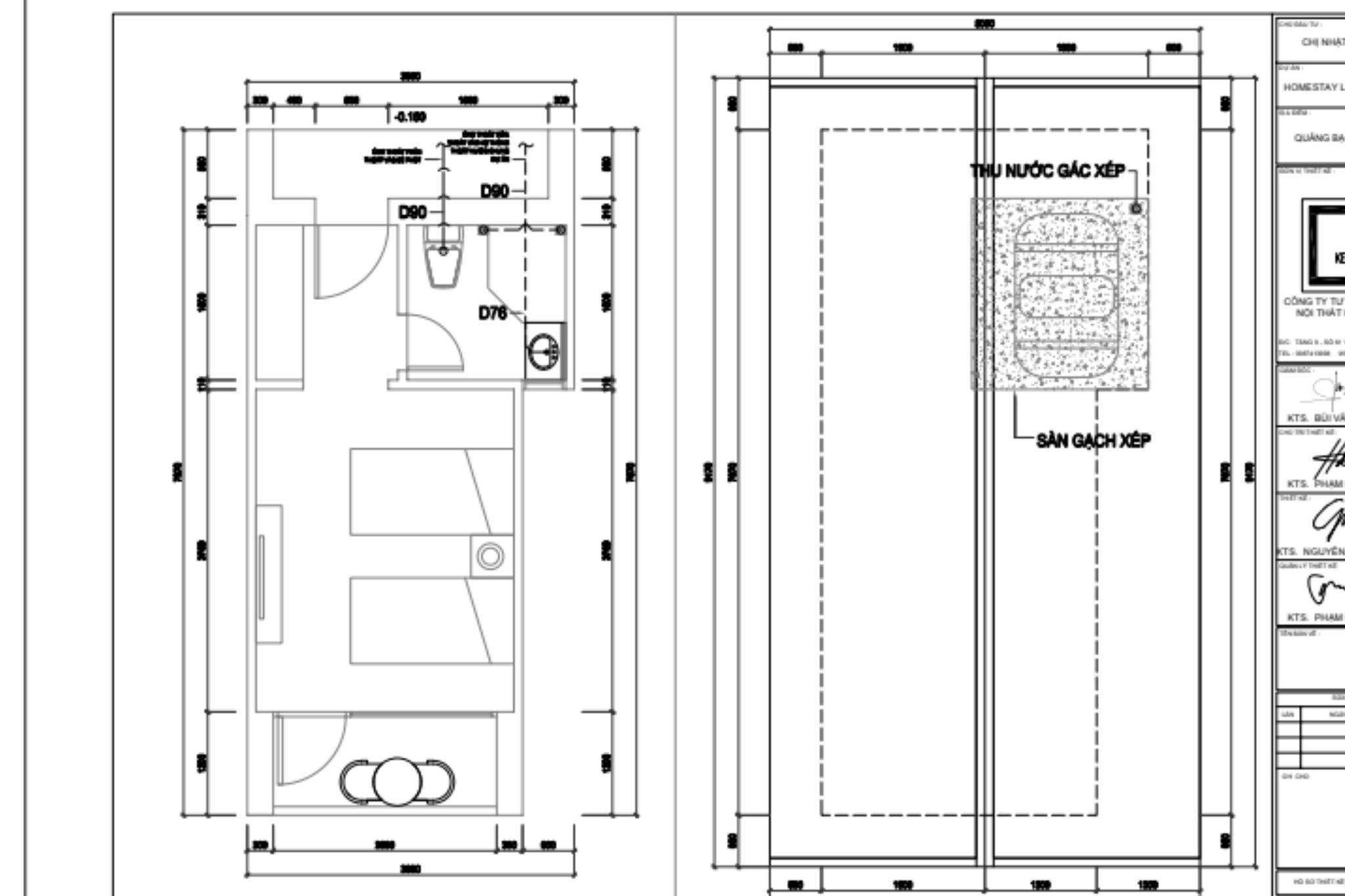 mẫu bản vẽ phòng homestay kĩ thuật nước