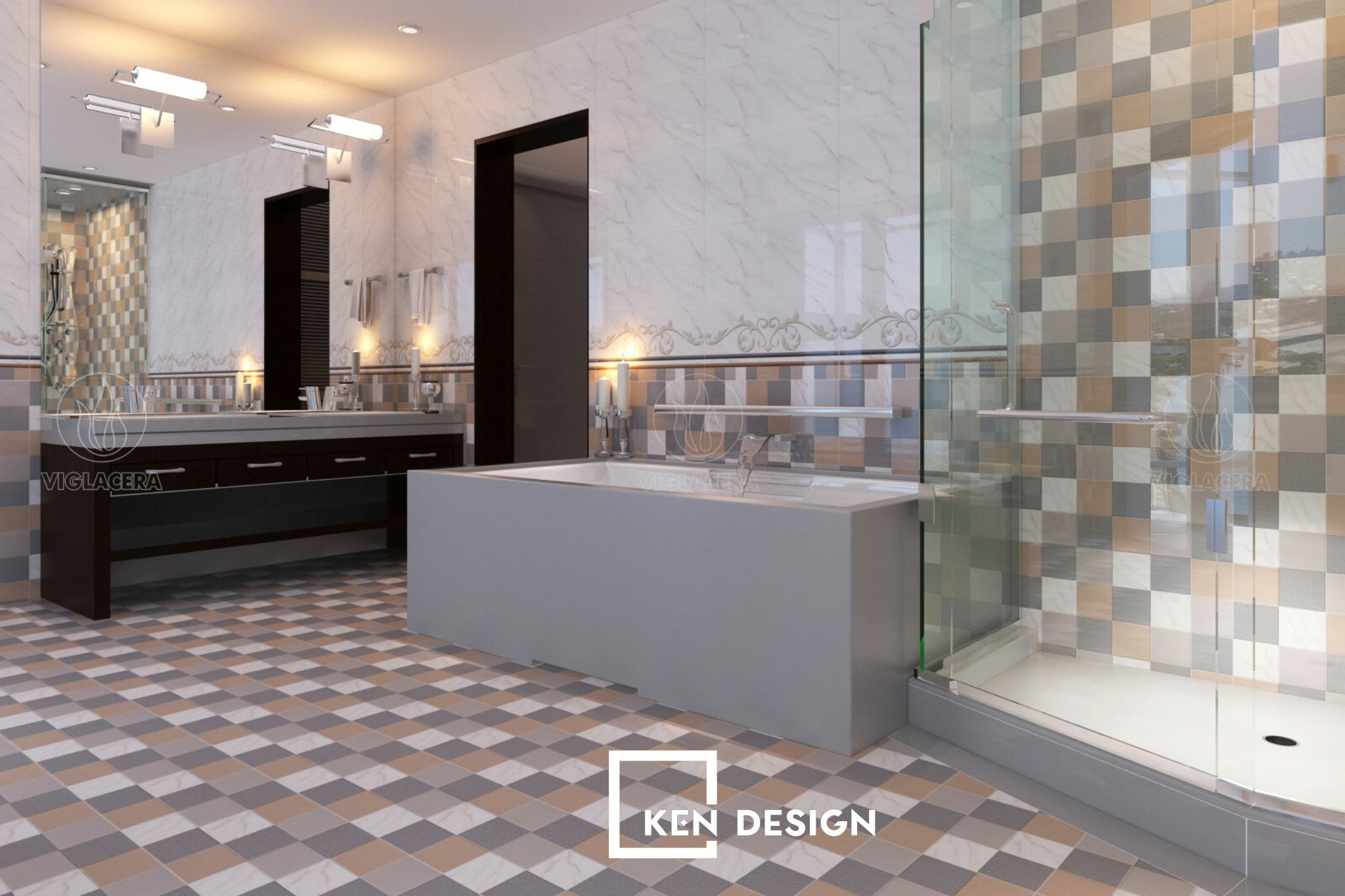 vệ sinh dễ dàng - mẫu gạch Mosaic cho nhà hàng