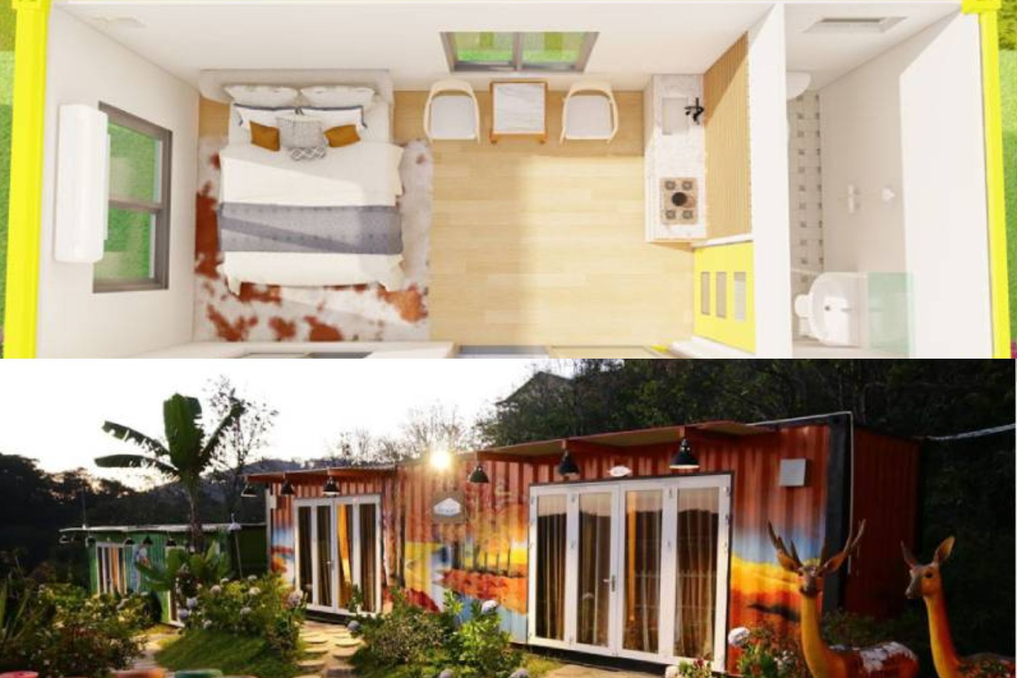 mẫu thiết kế phòng homestay nhỏ kiểu container