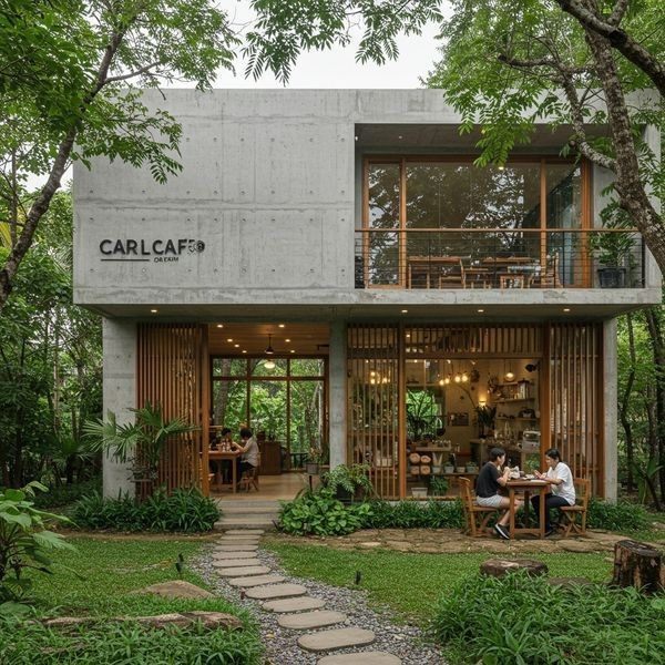 mẫu quán cafe khung thép phong cách Industrial