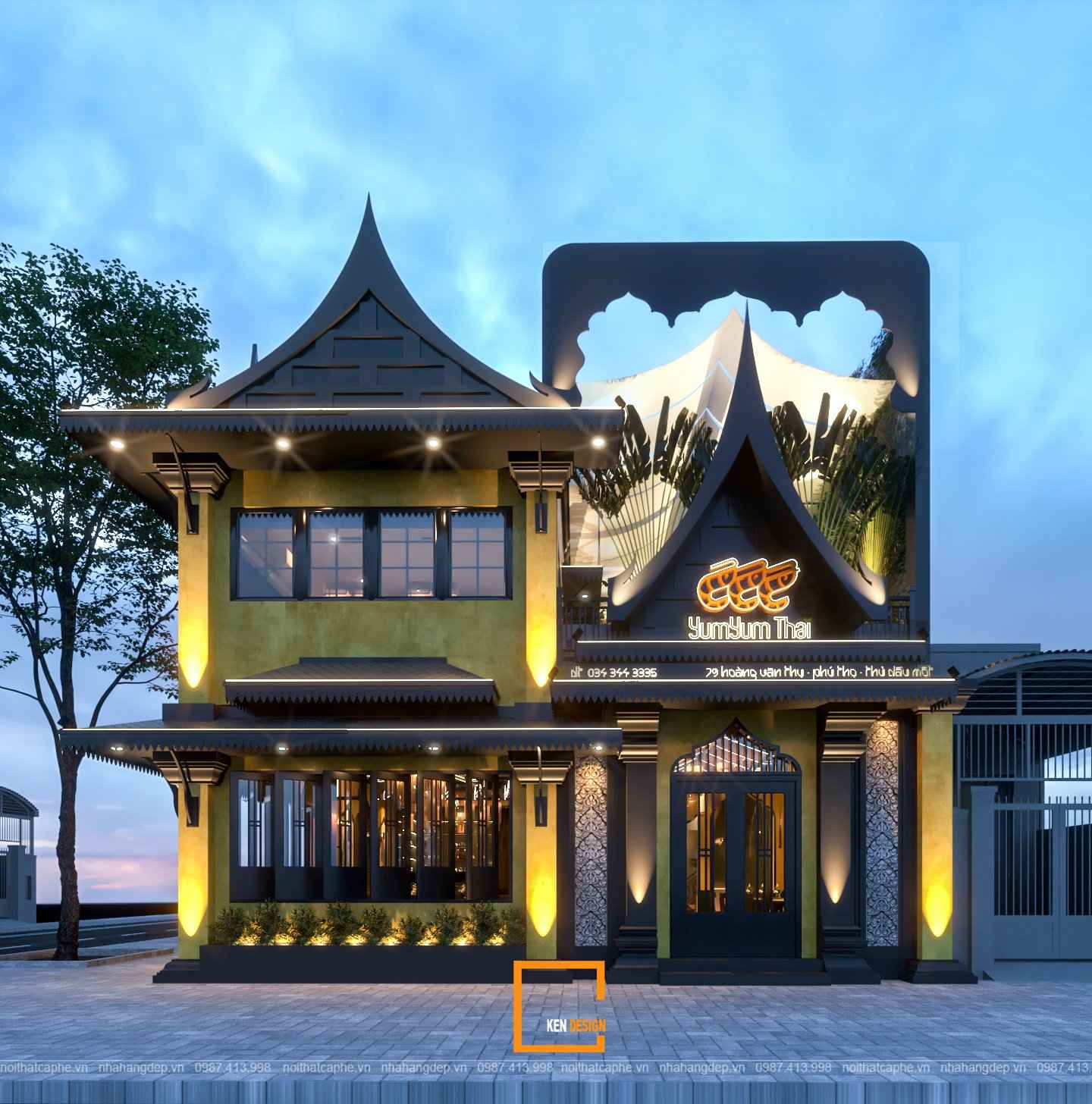 mẫu thiết kế nhà hàng Thái Lan