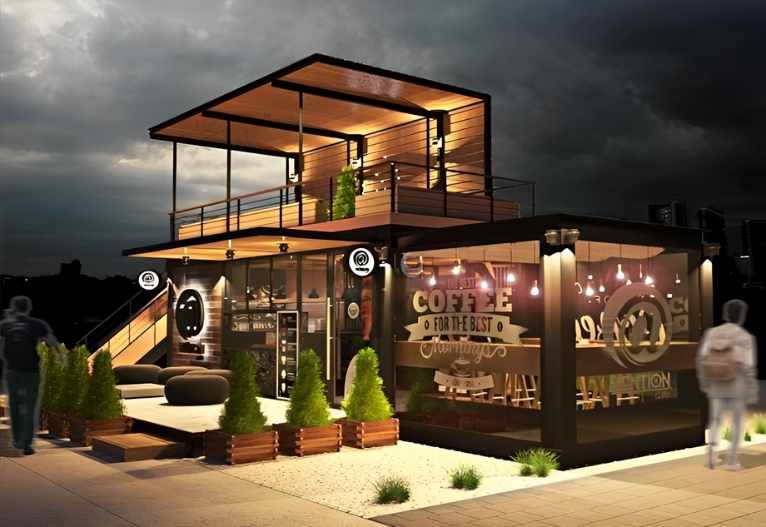 mẫu quán cafe khung thép phong cách Industrial