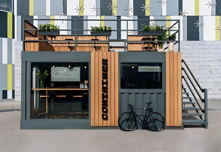 Mẫu thiết kế quán cafe khung thép nhỏ dưới 50m2 