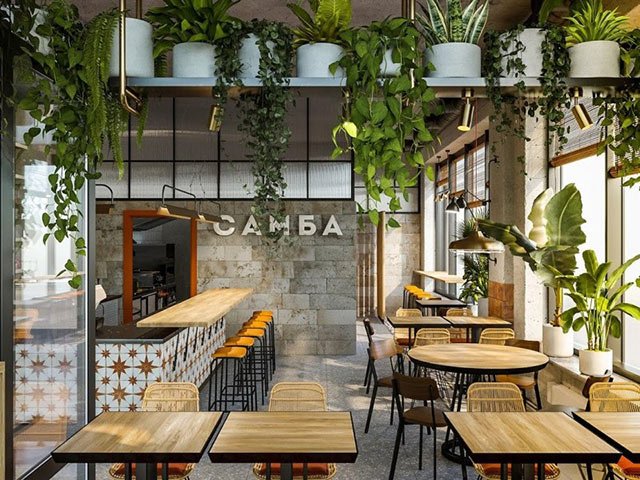 Mẫu thiết kế quán cafe khung thép nhỏ dưới 50m2 
