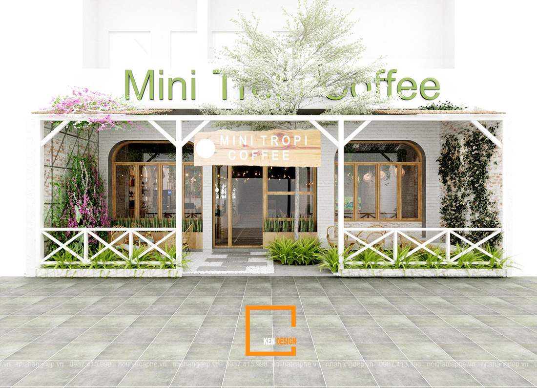 thiết kế quán cafe Mini Tropi Cầu Giấy