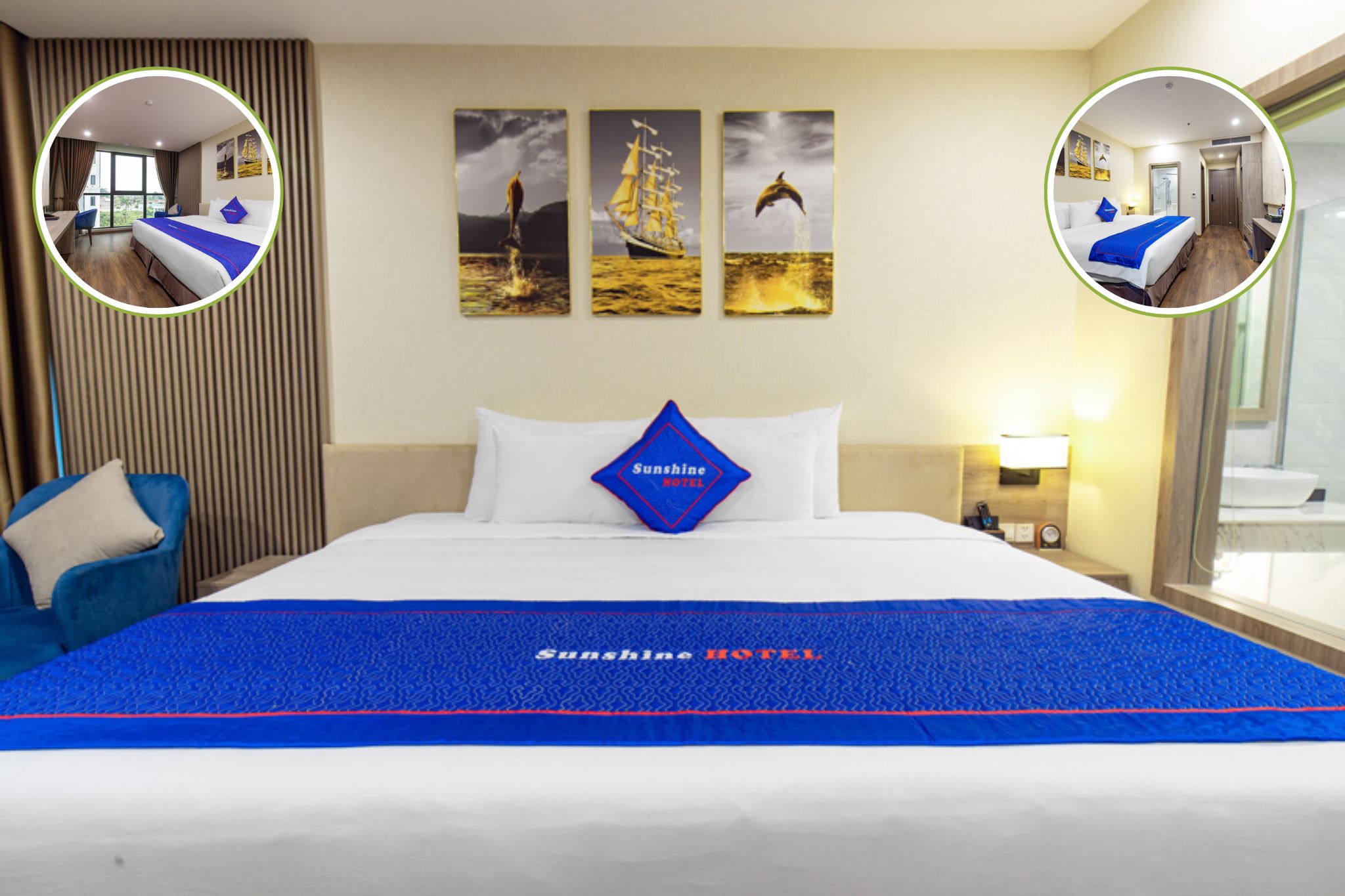 Hạng phòng Deluxe giường đôi với view nhìn ra thành phố Móng Cái của Sunshine Hotel