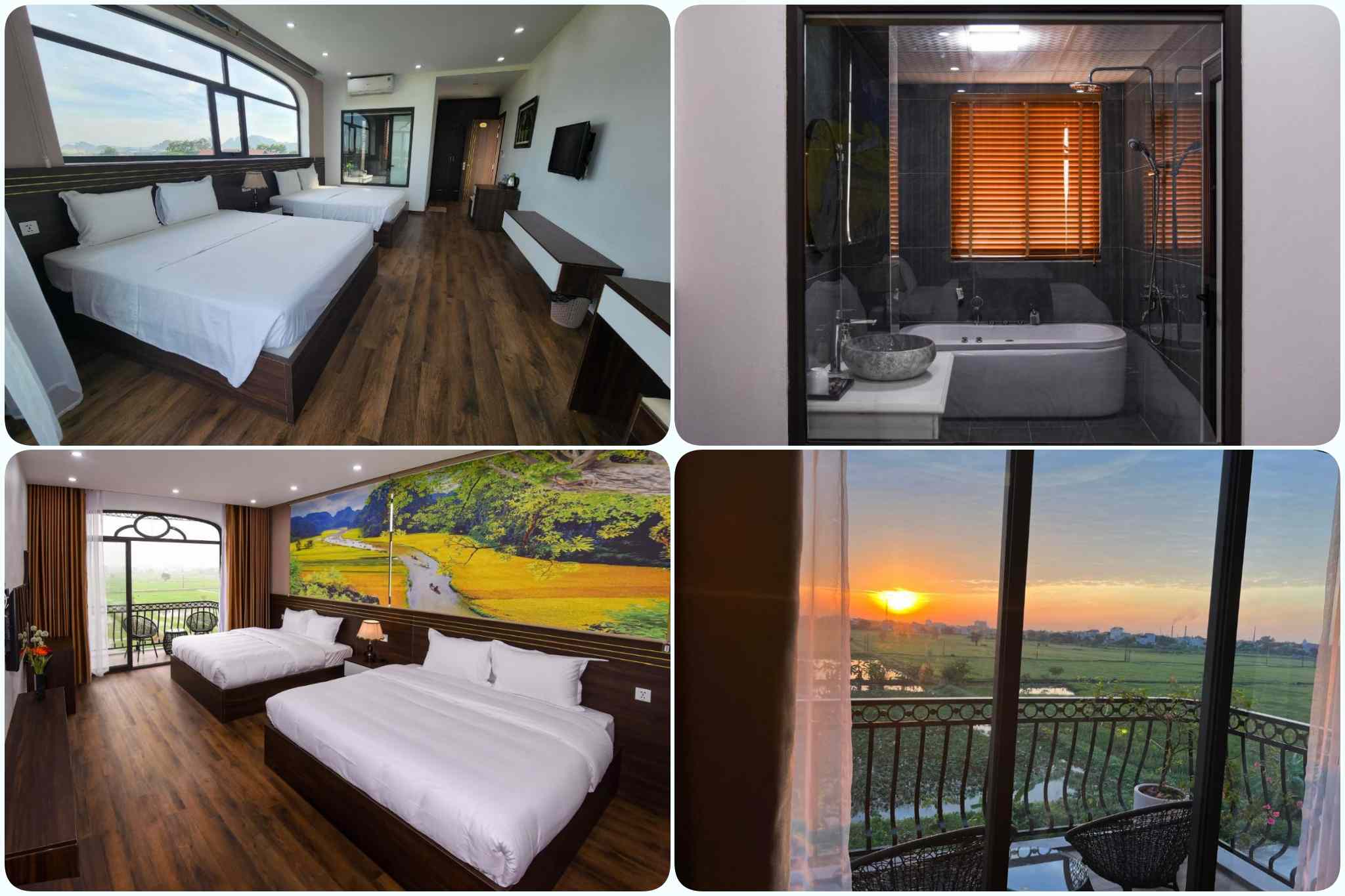 Phòng giường king với bồn tắm spa tại Lotus Ninh Bình Hotel