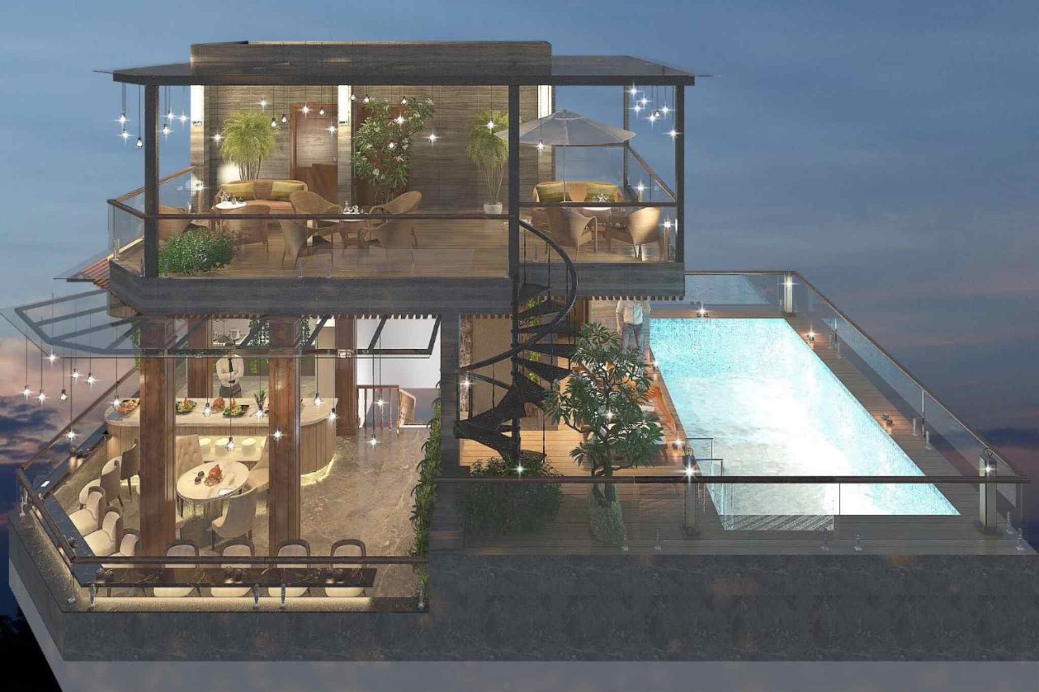 Quầy bar với lối thiết kế hiện đại
