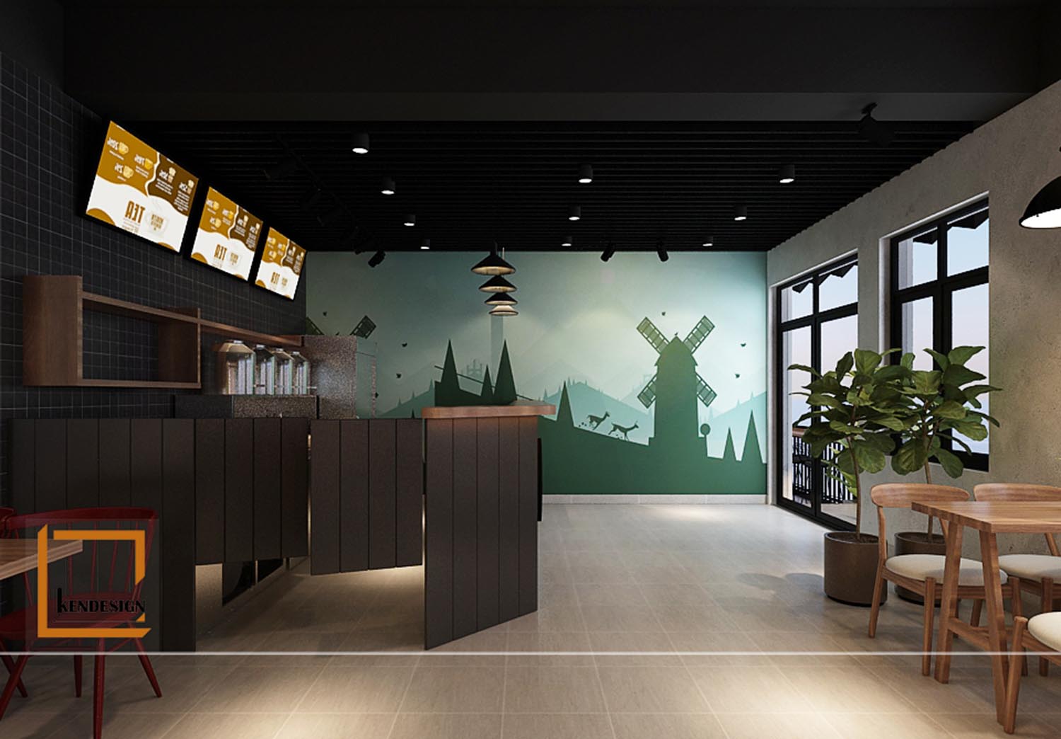 thiết kế quán trà sữa